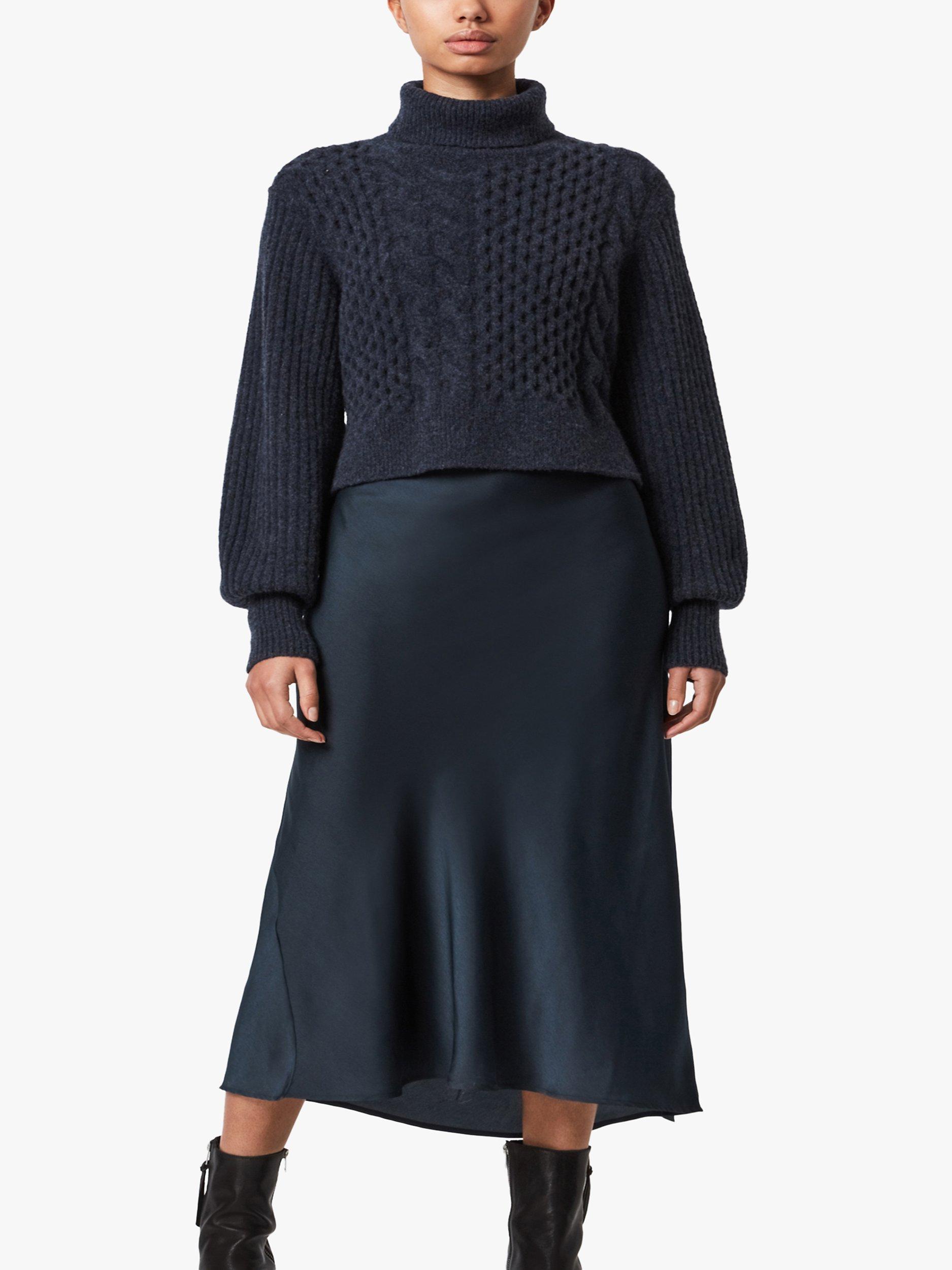 AllSaints Tierny Corina 2-in-1 Jumper Dress, Total Eclipse Blue