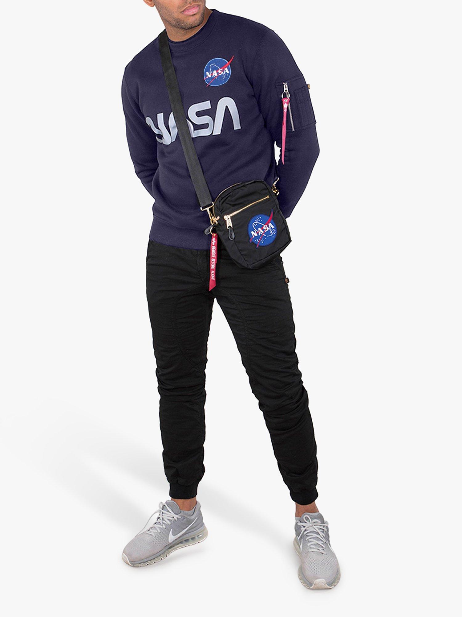 Product image 3 of 7, which shows Alpha Industries X NASA Logo Crew Neck Sweatshirt, 07 Rep Blue, XXL