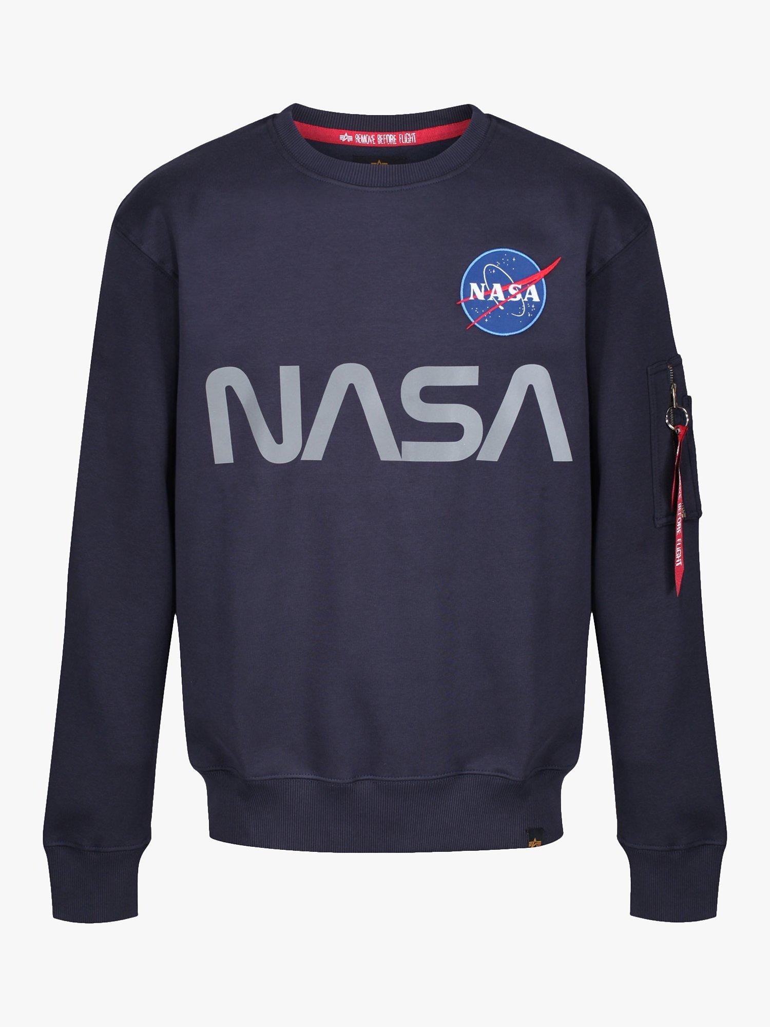 Product image 4 of 7, which shows Alpha Industries X NASA Logo Crew Neck Sweatshirt, 07 Rep Blue, XXL
