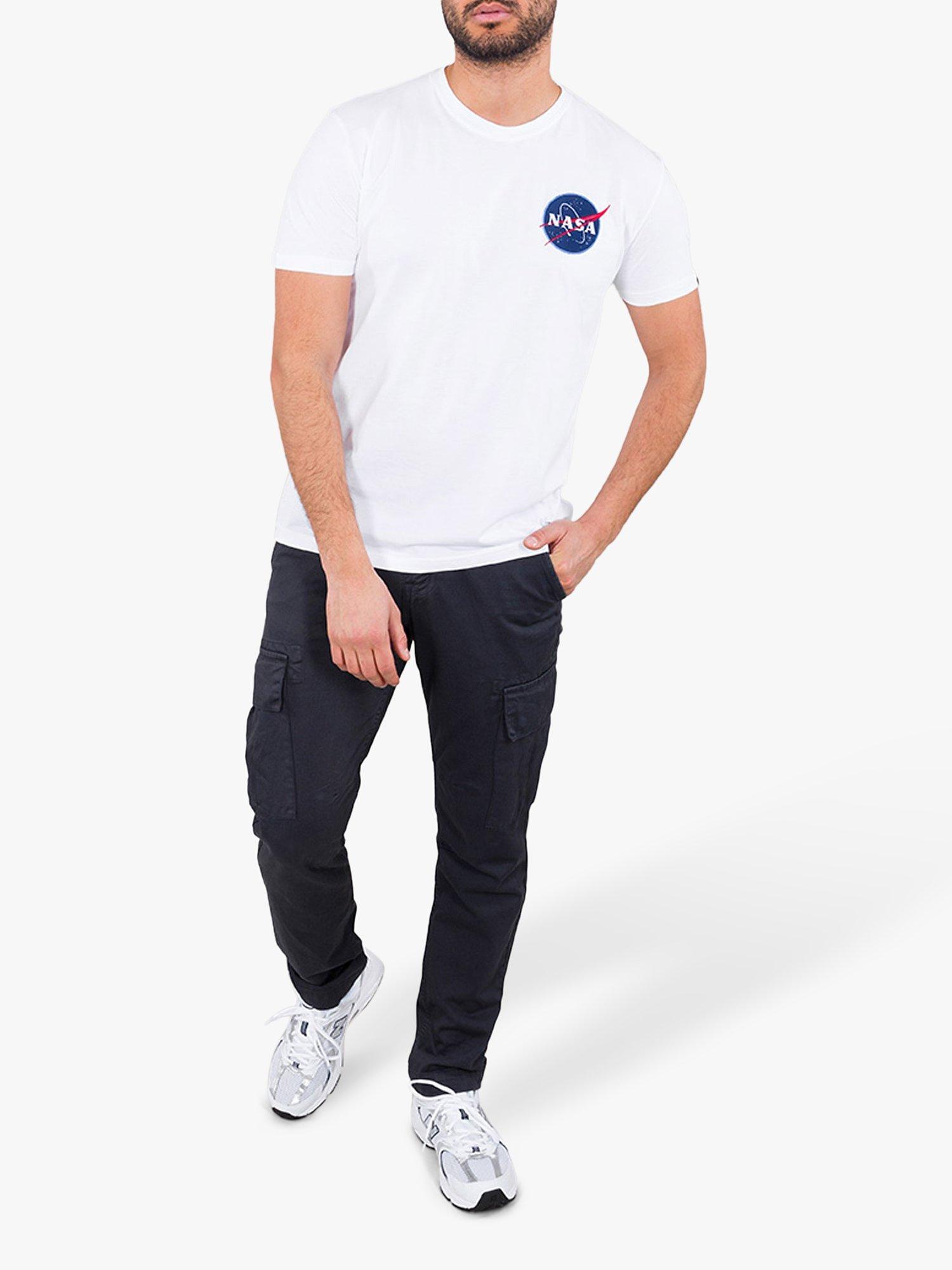 Product image 3 of 5, which shows Alpha Industries X NASA Space Shuttle Logo Crew Neck T-Shirt, 09 White, S