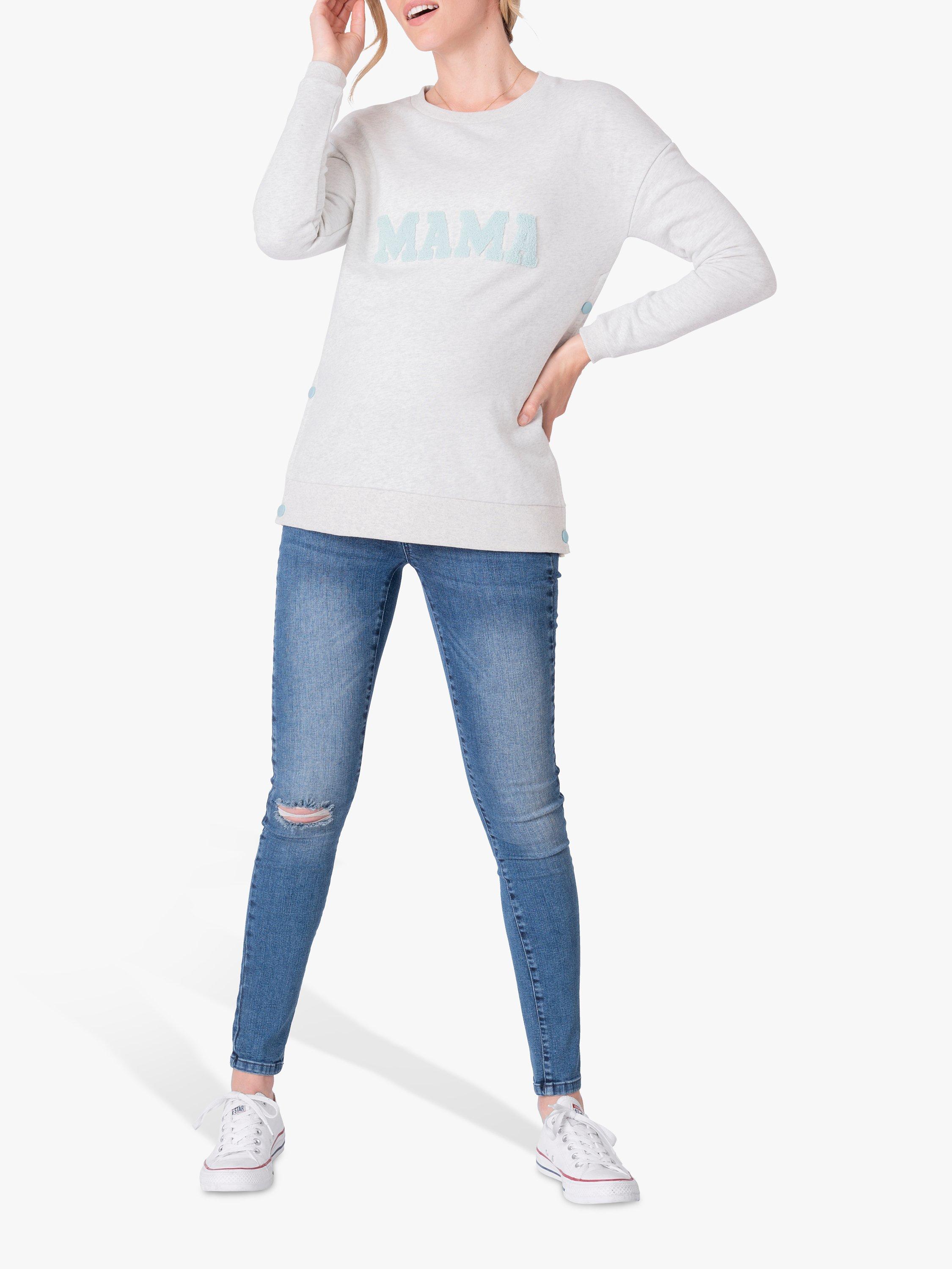 Product image 1 of 4, which shows Seraphine Mama & Mini Nursing Sweatshirt & Baby Sweatshirt, Grey Marl, L
