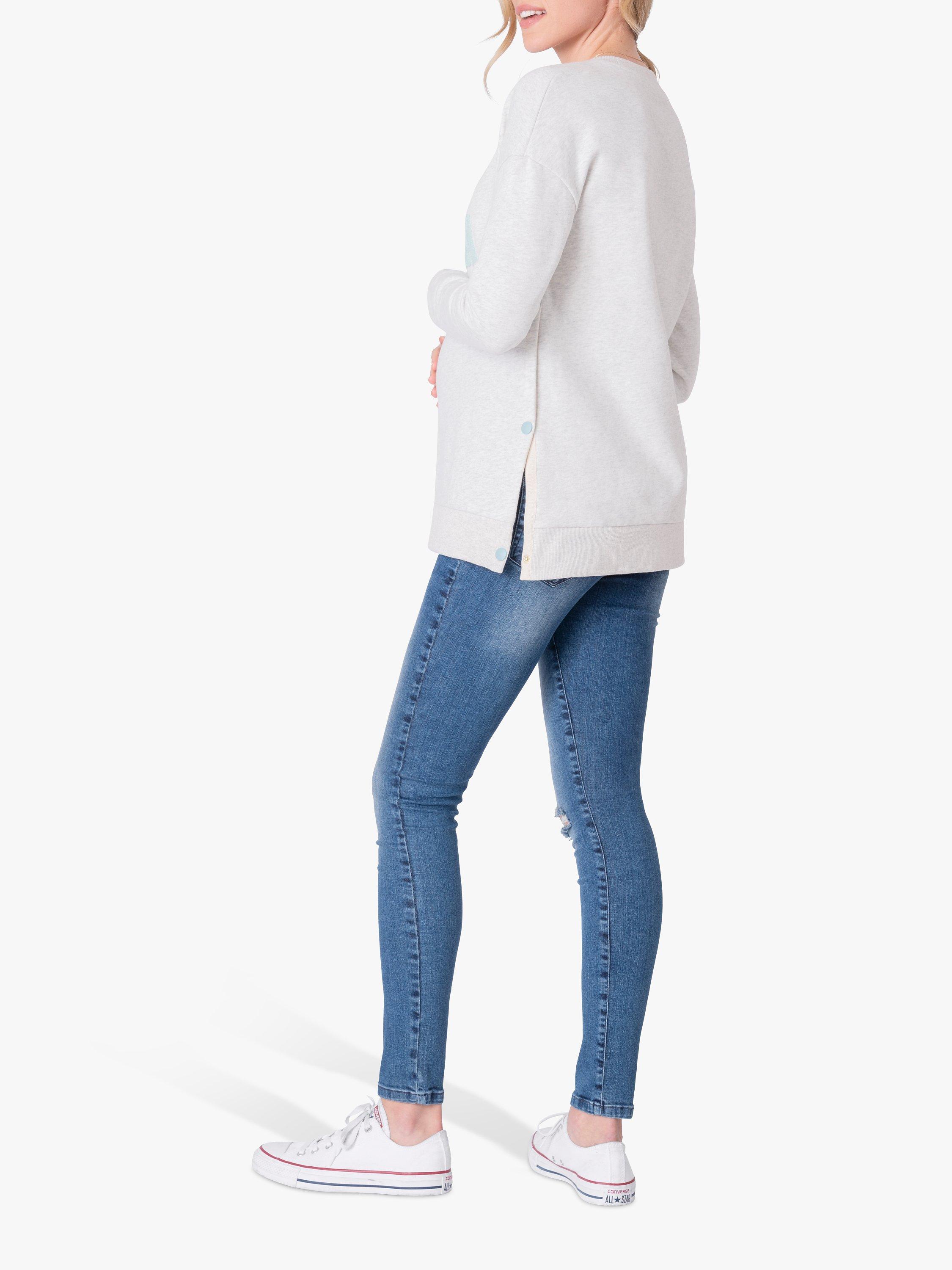 Product image 3 of 4, which shows Seraphine Mama & Mini Nursing Sweatshirt & Baby Sweatshirt, Grey Marl, L