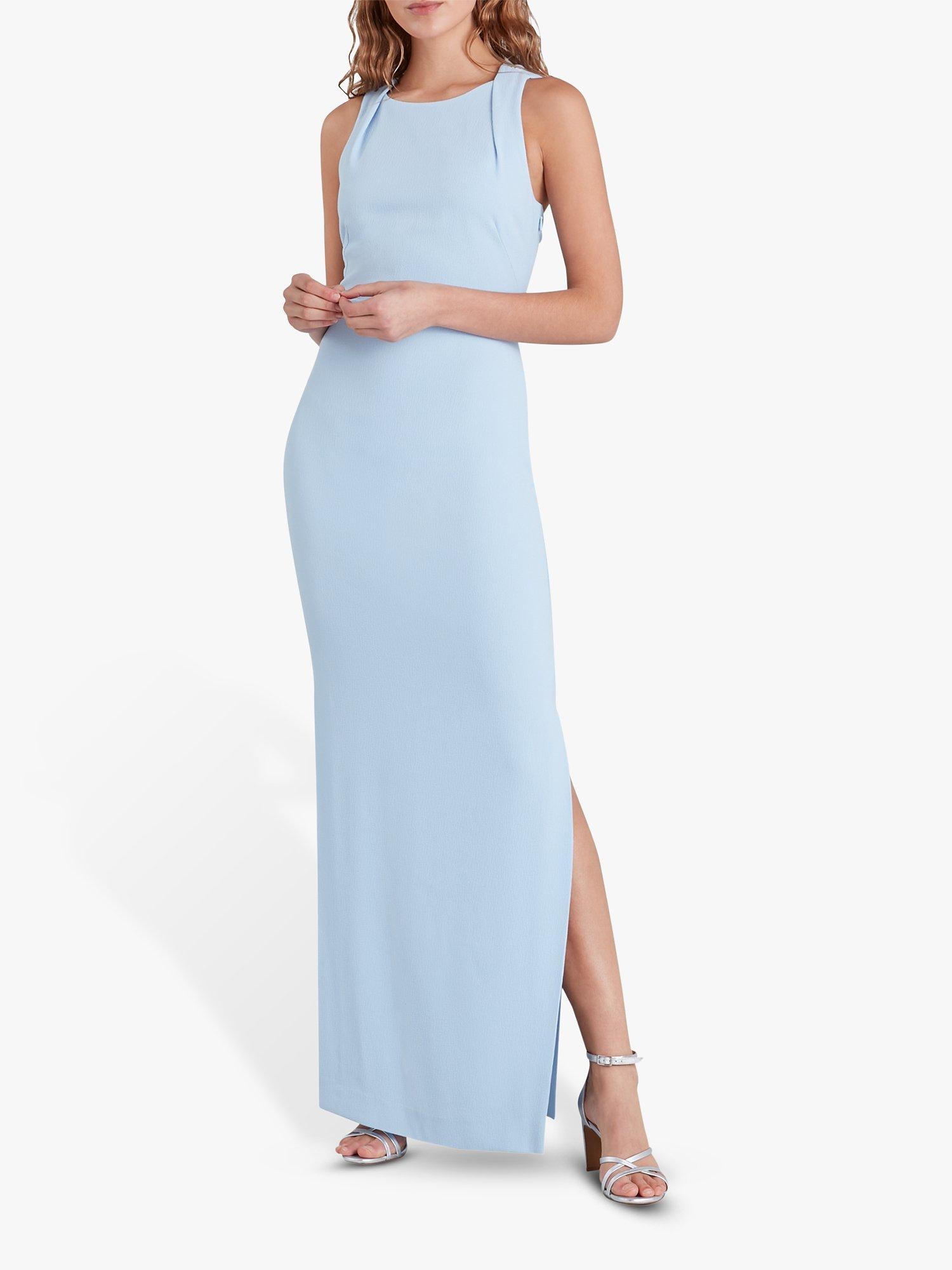 Whistles Tie Back Maxi Dress, Pale Blue, 8