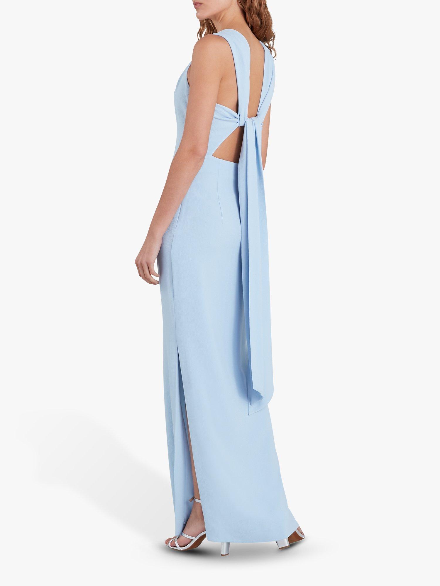 Whistles Tie Back Maxi Dress, Pale Blue, 8