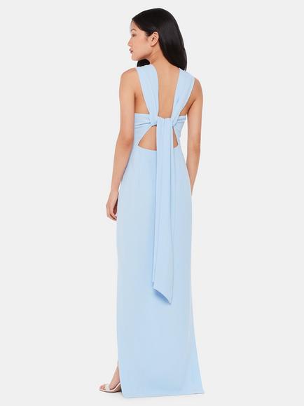 Whistles Tie Back Maxi Dress - view 2, Pale Blue
