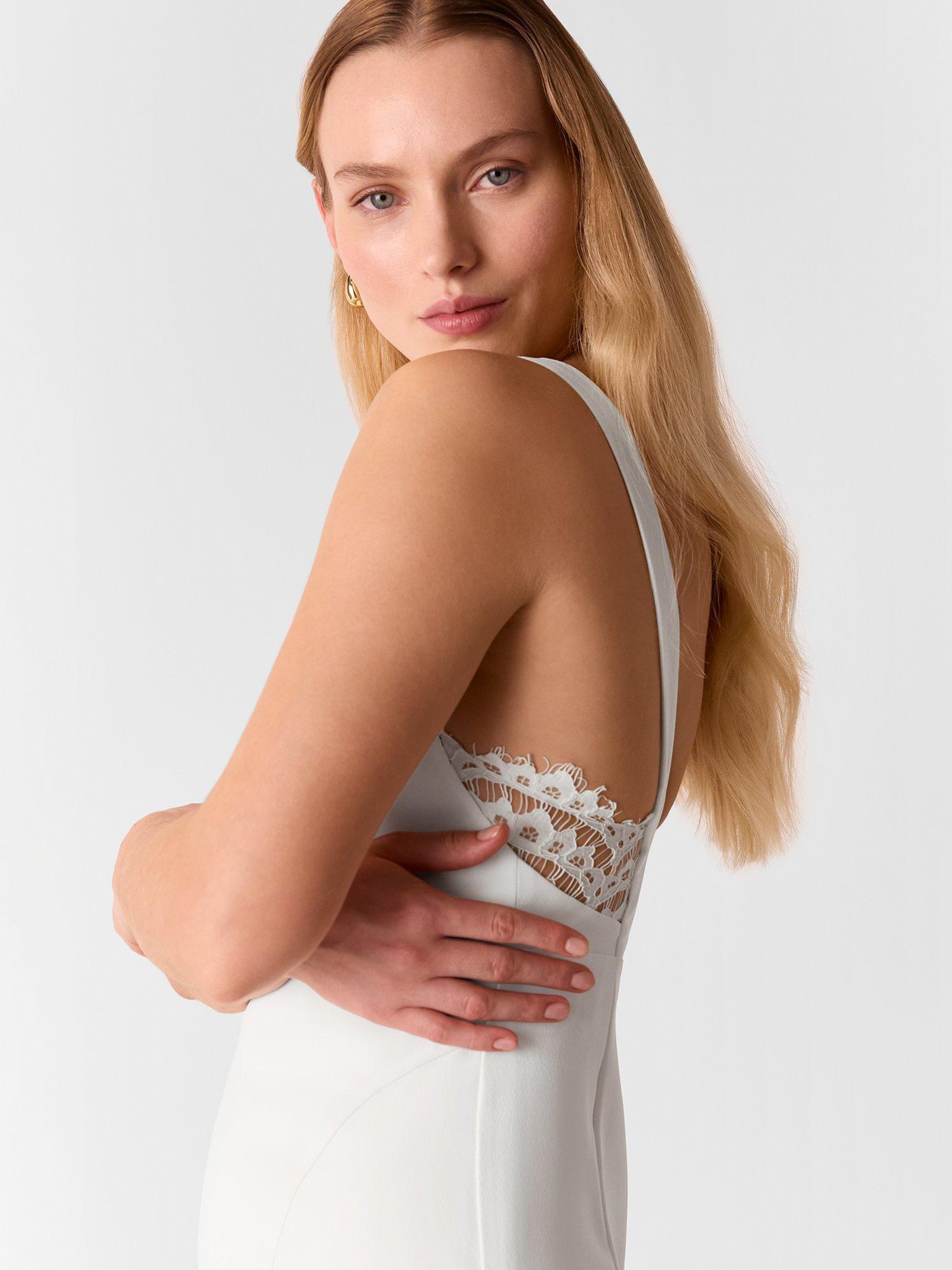 Product image 3 of 3, which shows Whistles Lina Lace Wedding Maxi Dress, Ivory, 6