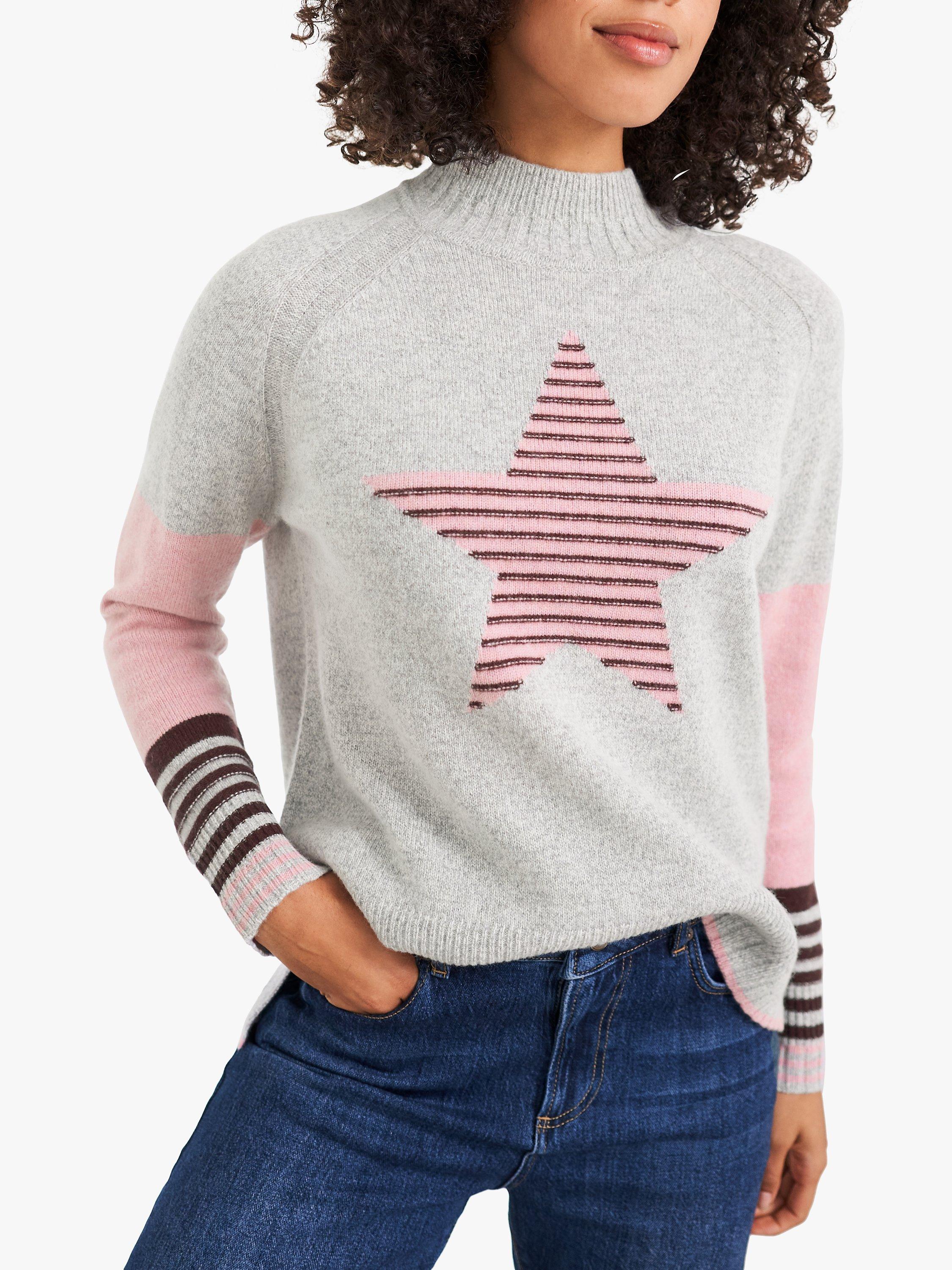 White Stuff Sally Star Colour Block Jumper, Grey/Multi