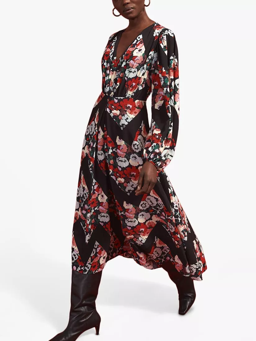 Jigsaw Tapestry Midi Dress Navy Multi