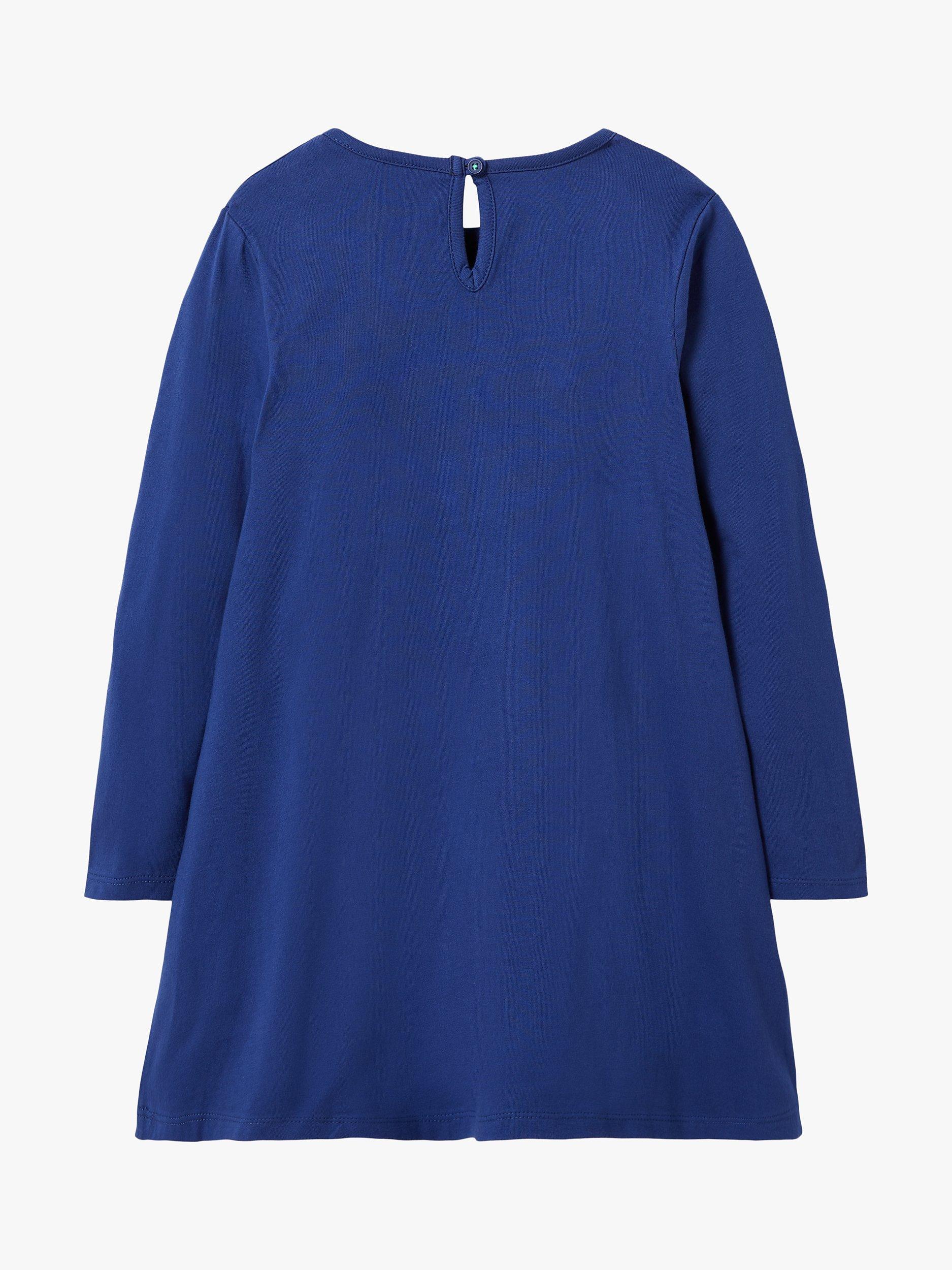 Mini Boden Girls' Big Horse Applique Dress, Starboard Blue