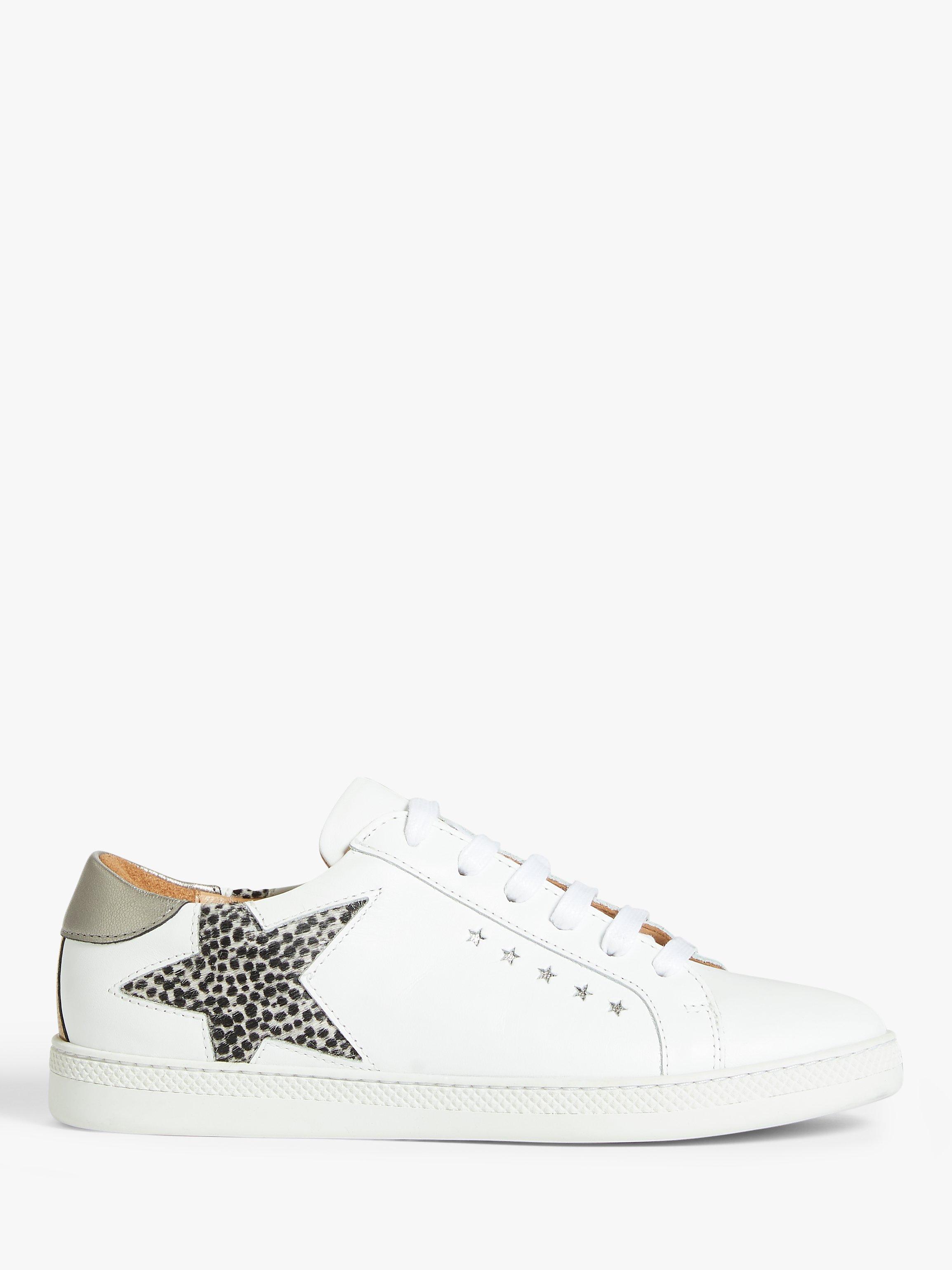 AND/OR Elana Leather Star Trainers, White/Leopard