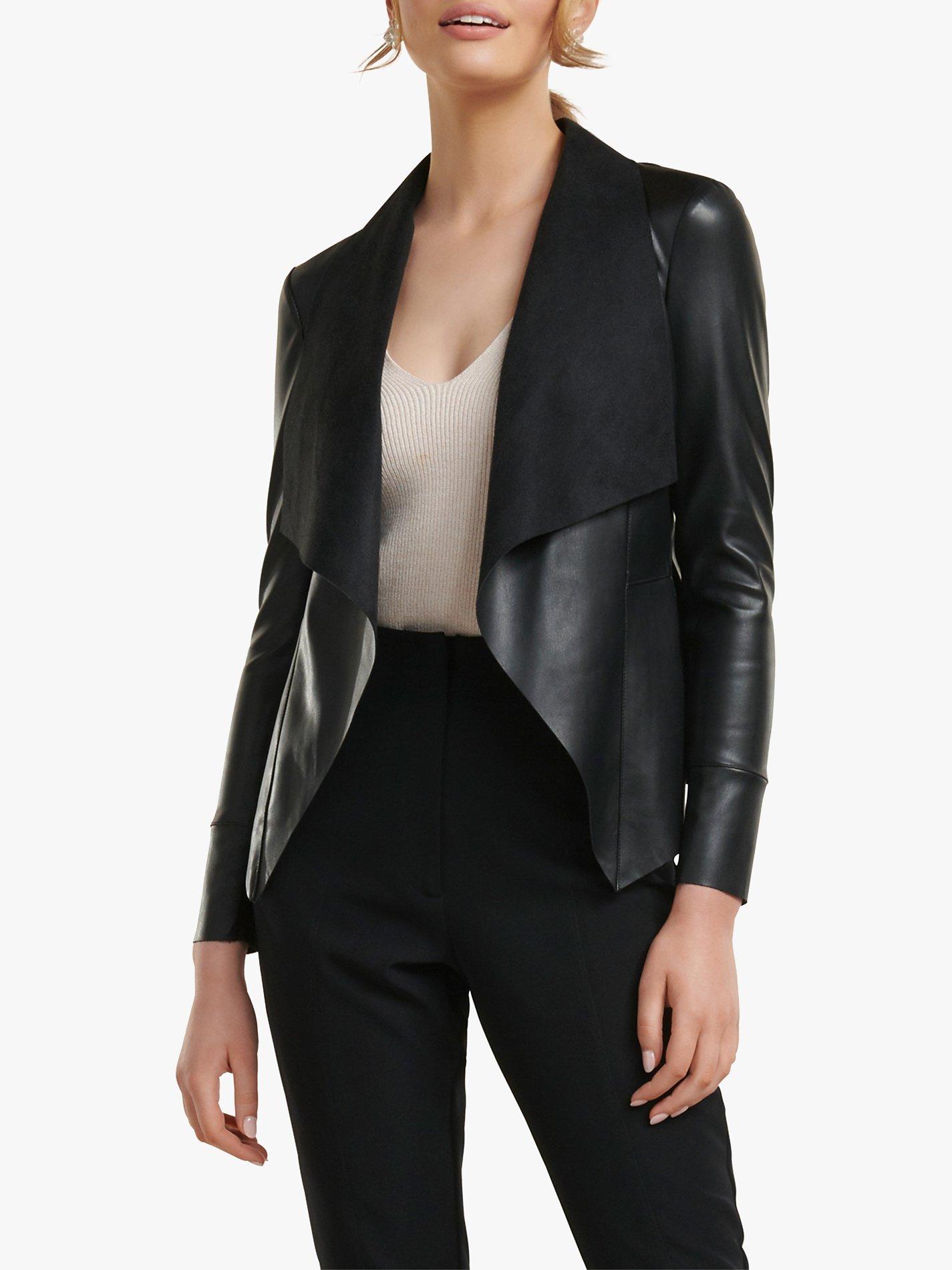 Black waterfall leather jacket hotsell