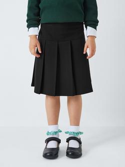 John Lewis Girls' Adjustable Waist Panel Pleated School Skirt, Black