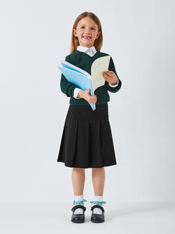 John Lewis Girls' Adjustable Waist Panel Pleated School Skirt - view 2, Black