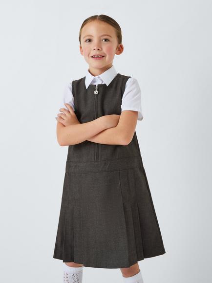 John Lewis Girls' Zip Front School Tunic, Grey