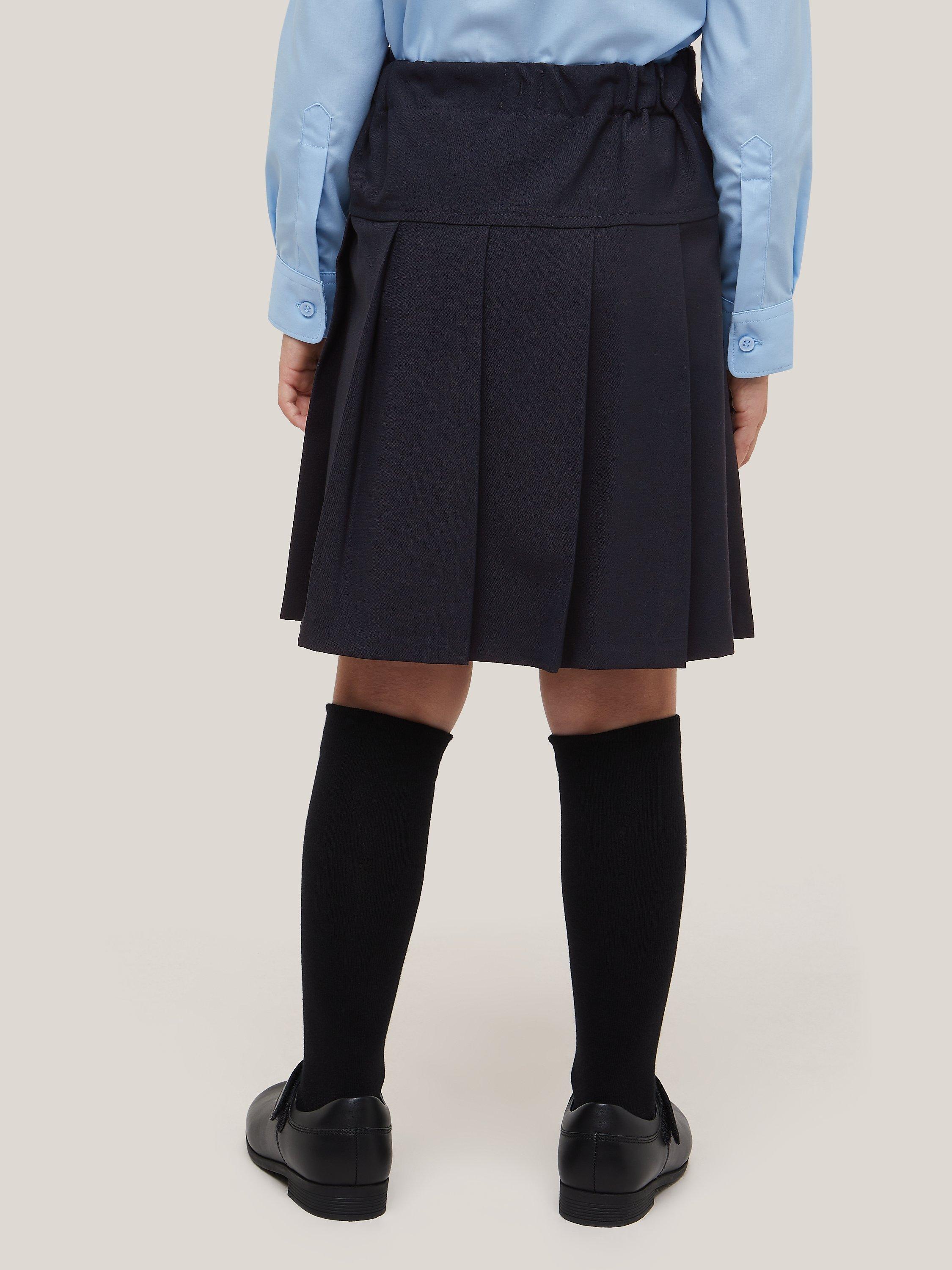 Product image 2 of 5, which shows John Lewis Girls' Adjustable Waist Panel Pleated School Skirt, Navy, 15 years