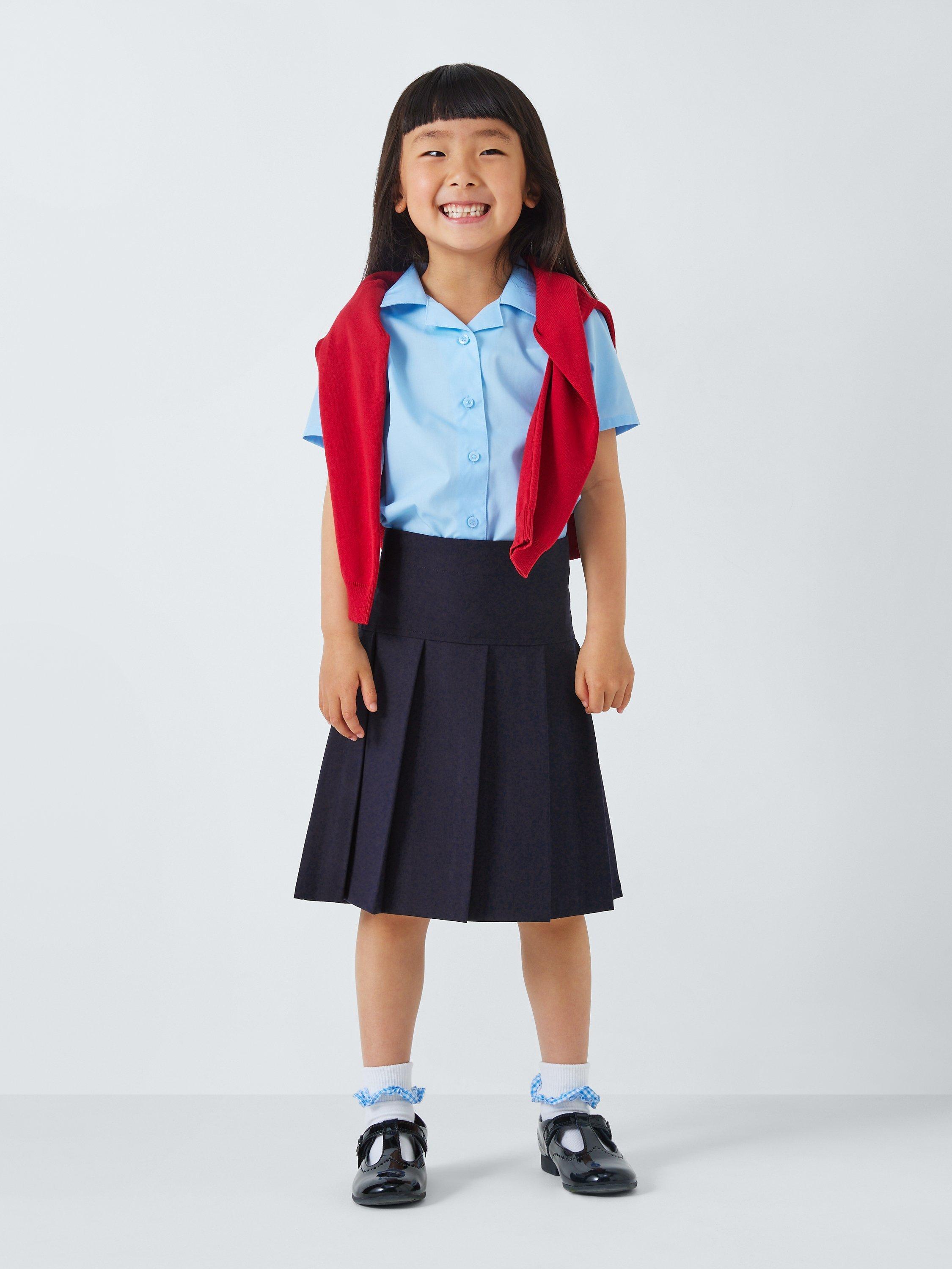 Product image 2 of 5, which shows John Lewis Girls' Adjustable Waist Panel Pleated School Skirt, Navy, 4 years