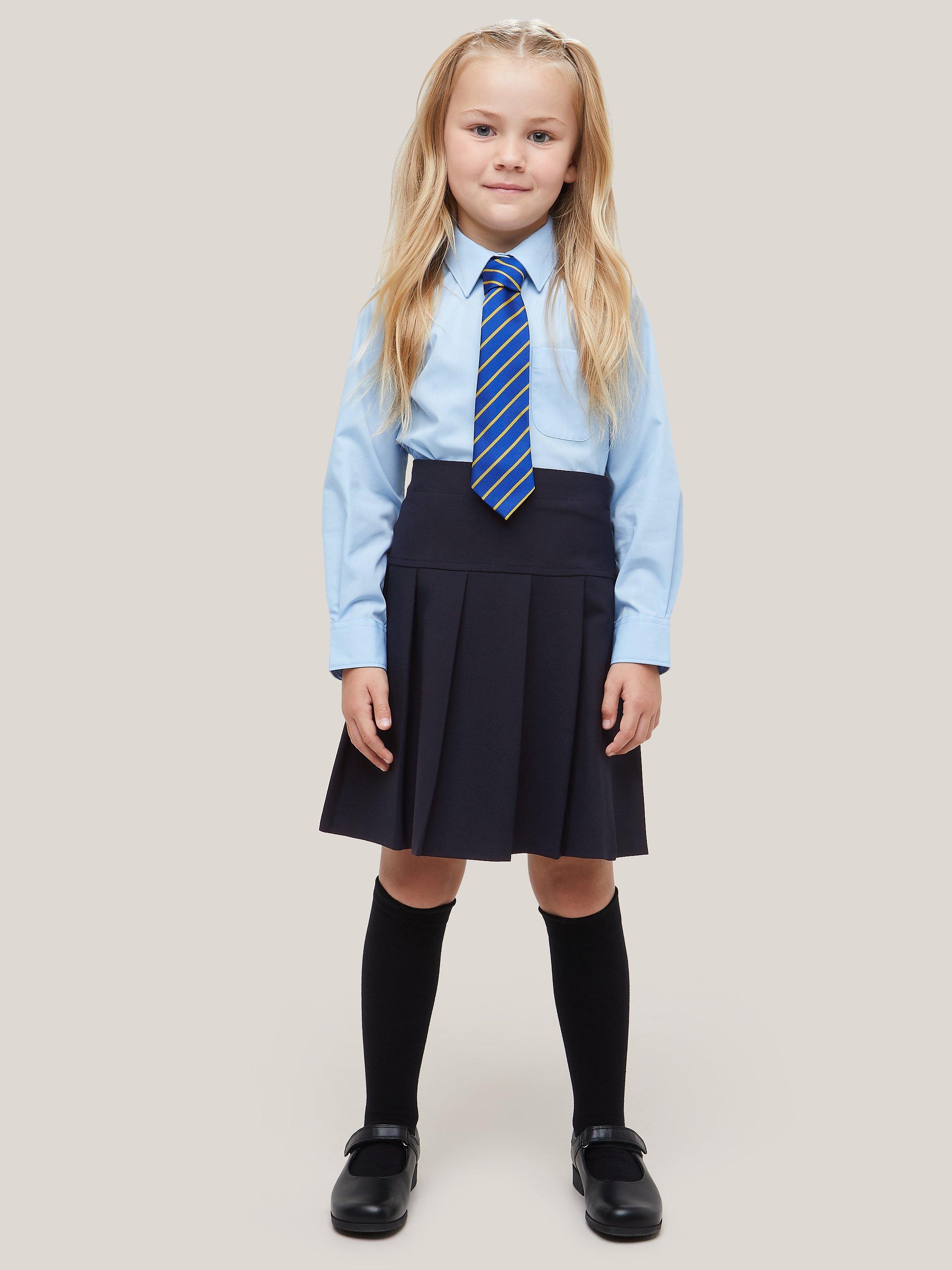 Product image 5 of 5, which shows John Lewis Girls' Adjustable Waist Panel Pleated School Skirt, Navy, 4 years