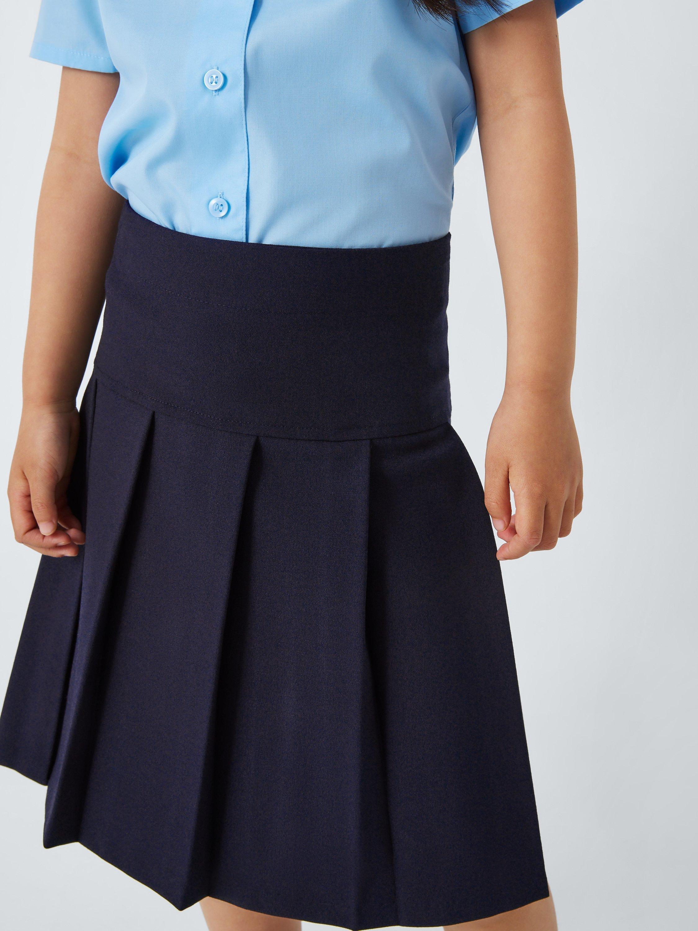 Product image 4 of 5, which shows John Lewis Girls' Adjustable Waist Panel Pleated School Skirt, Navy, 4 years