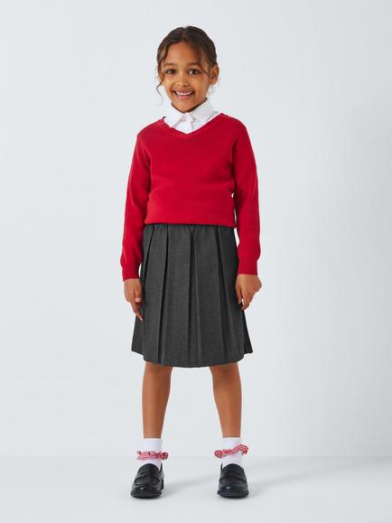 John Lewis Girls' Pleated School Skirt - view 2, Grey