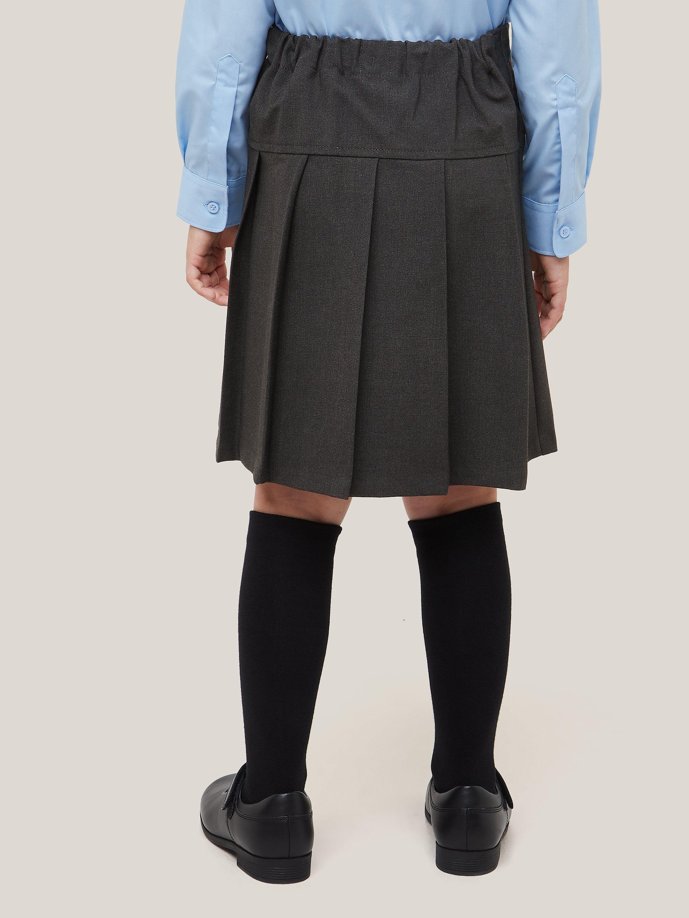 Product image 2 of 6, which shows John Lewis Girls' Adjustable Waist Panel Pleated School Skirt, Grey, 3 years