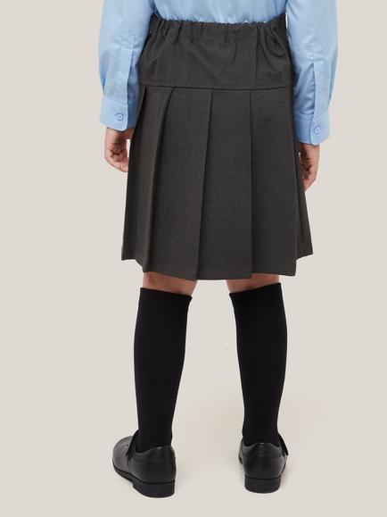 John Lewis Girls' Adjustable Waist Panel Pleated School Skirt - view 2, Grey