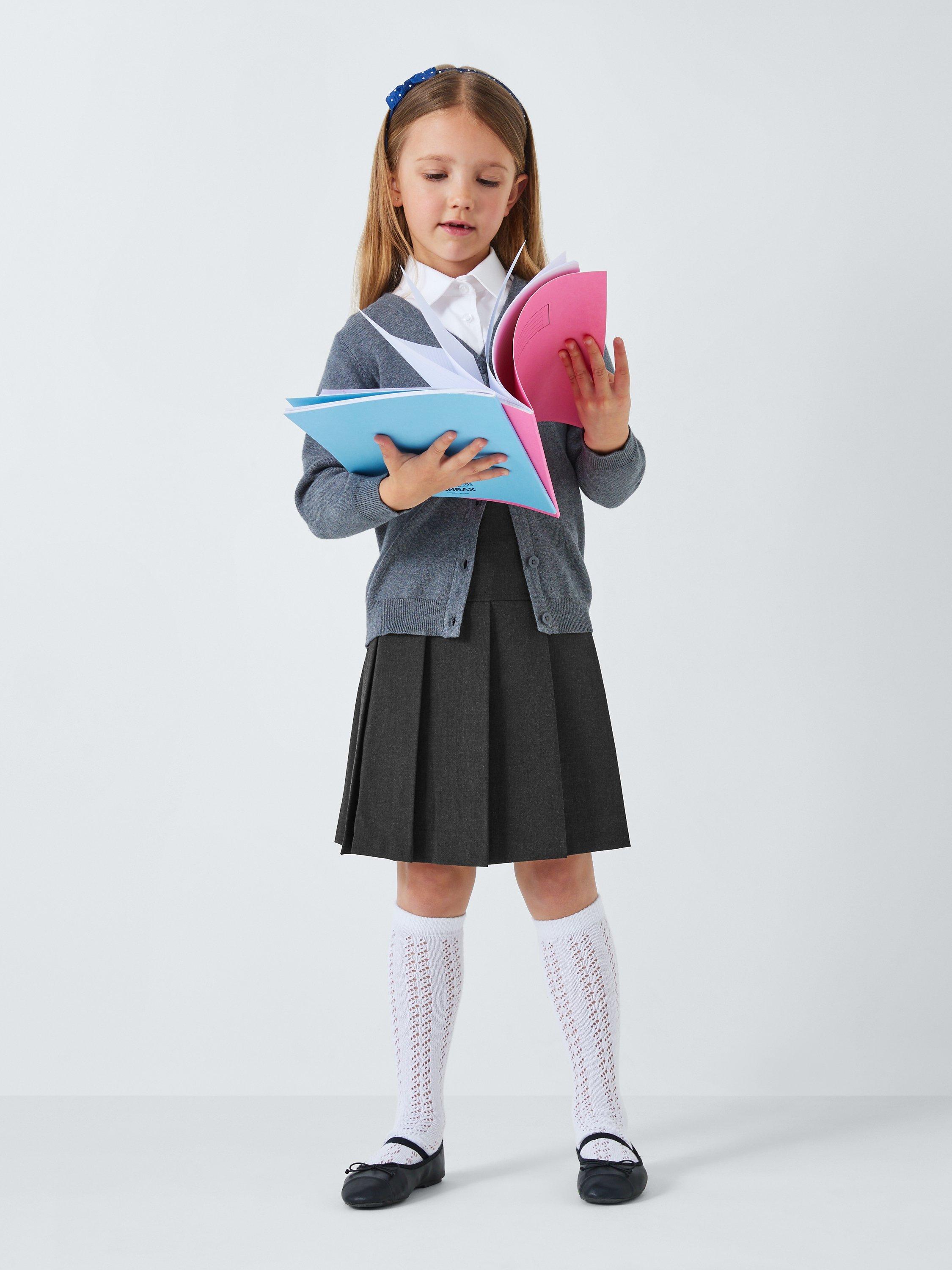 John Lewis Girls Adjustable Waist Panel Pleated School Skirt Grey