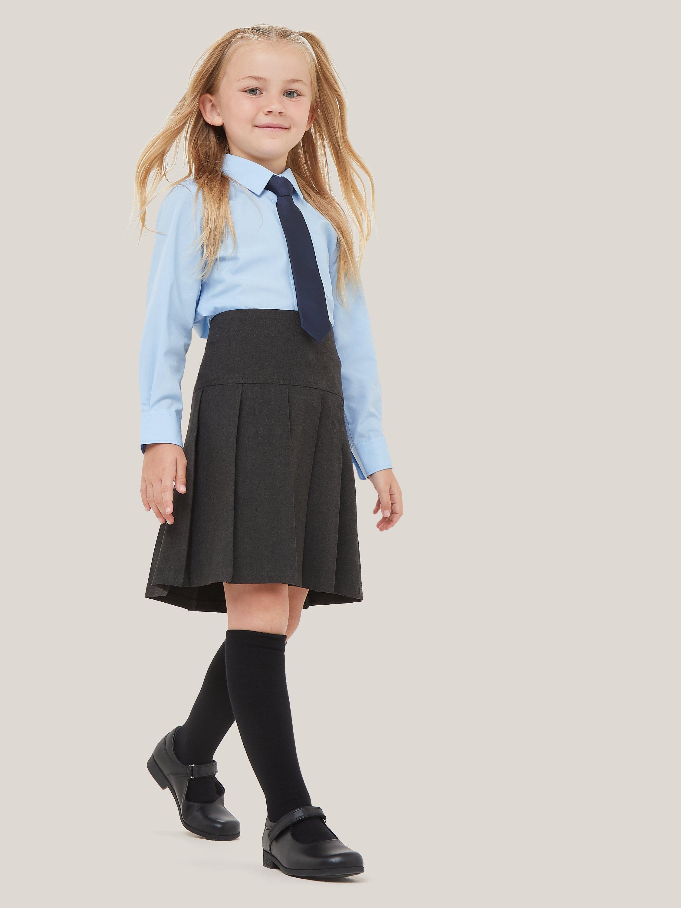 John Lewis Girls Adjustable Waist Panel Pleated School Skirt Grey