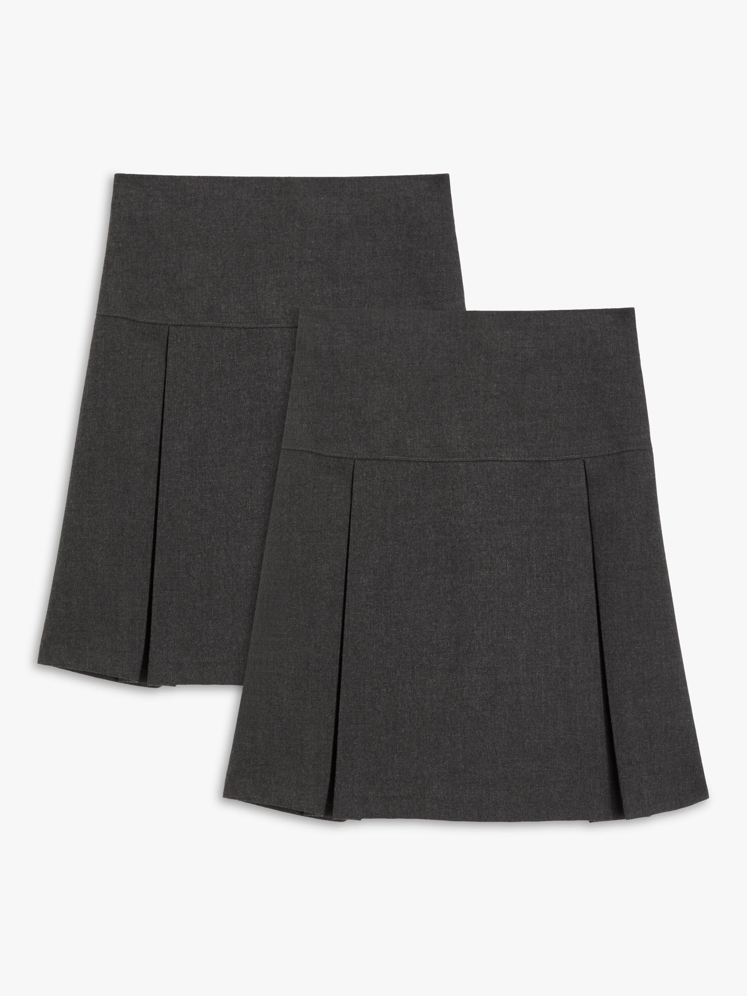 John Lewis ANYDAY Girls Adjustable Waist School Skirt Pack of 2 Grey