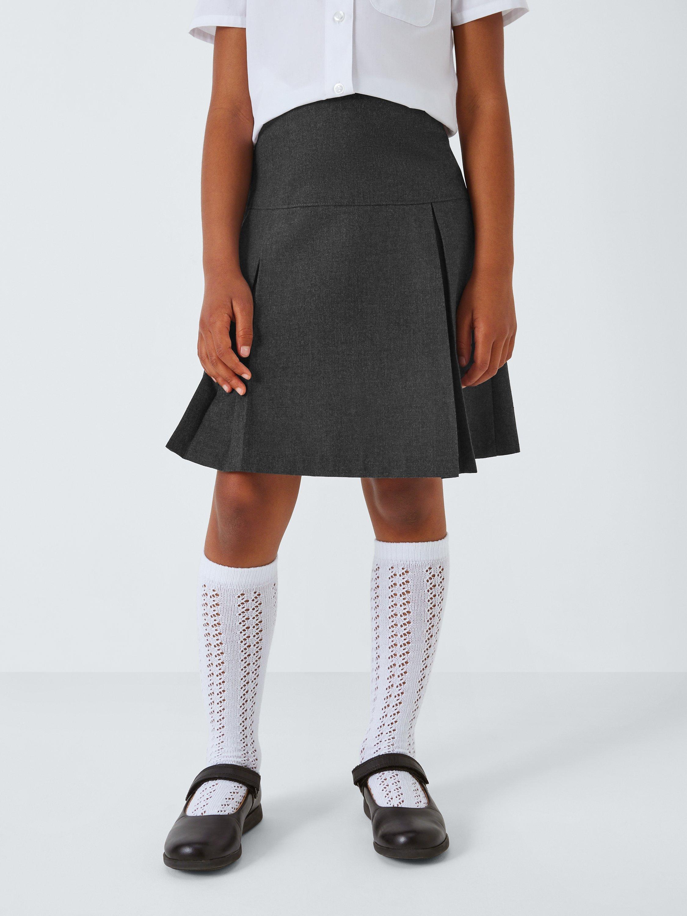 Product image 2 of 6, which shows John Lewis ANYDAY Girls' Adjustable Waist School Skirt, Pack of 2, Grey, 3 years