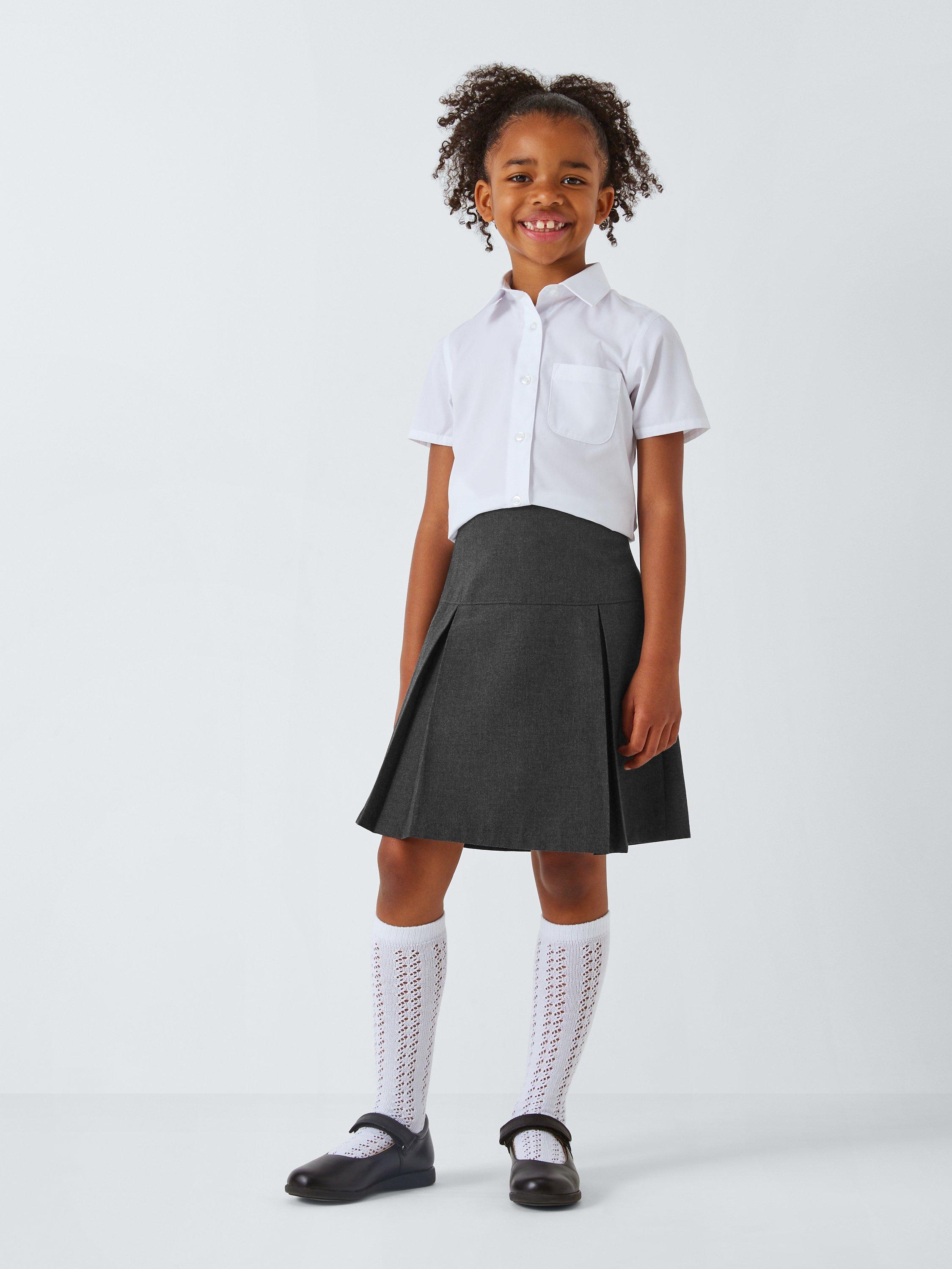 Product image 3 of 6, which shows John Lewis ANYDAY Girls' Adjustable Waist School Skirt, Pack of 2, Grey, 3 years