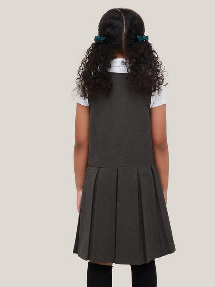 John Lewis Girls' Box Pleat Tunic - view 2, Grey