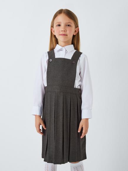 John Lewis Girls' Bib School Tunic, Grey, Grey