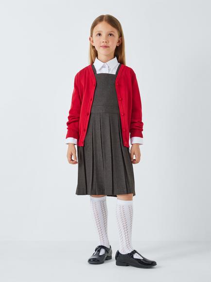 John Lewis Girls' Bib School Tunic, Grey - view 2, Grey