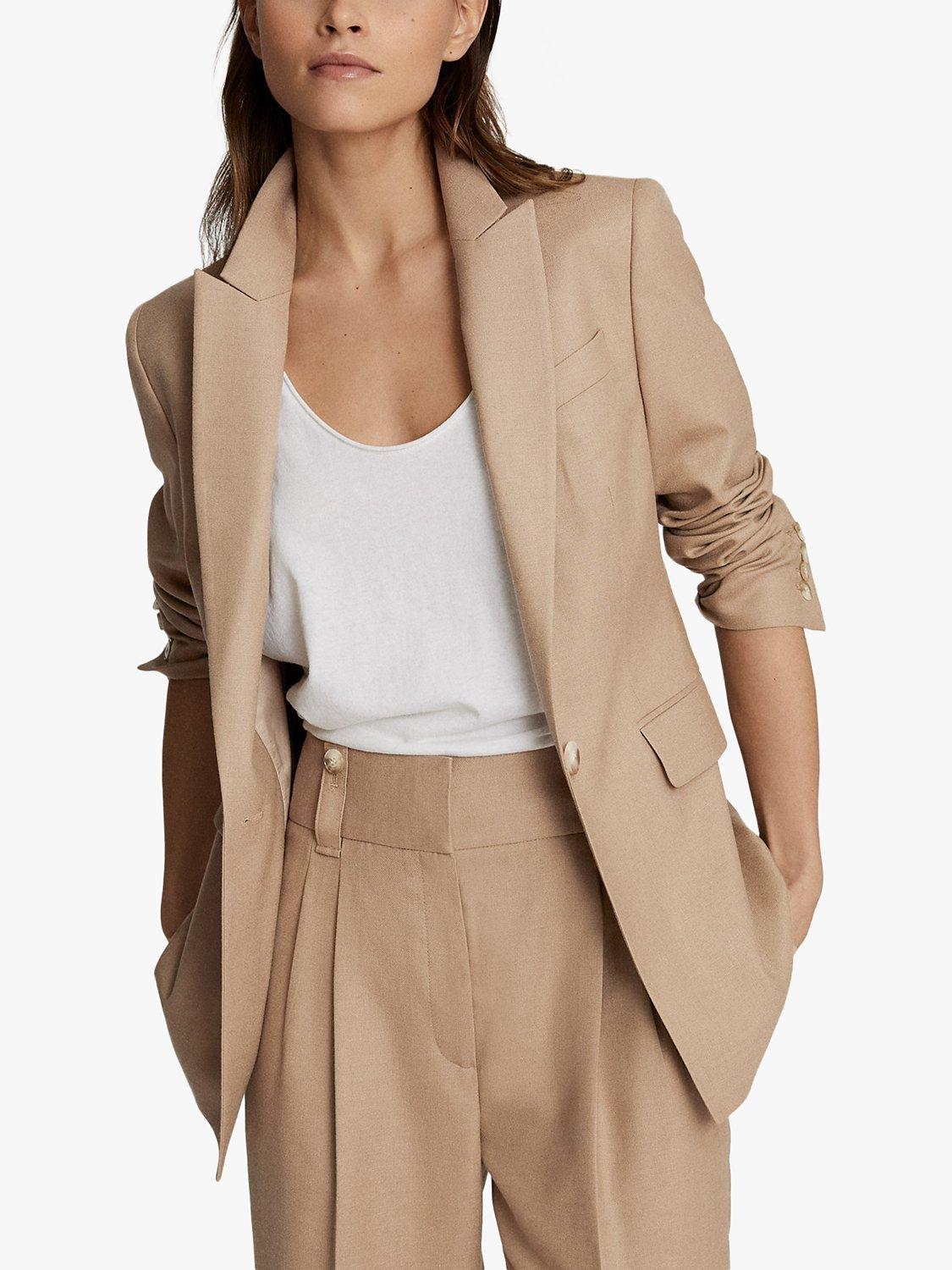 Reiss Esther Wool Blend Single Breasted Blazer, Camel