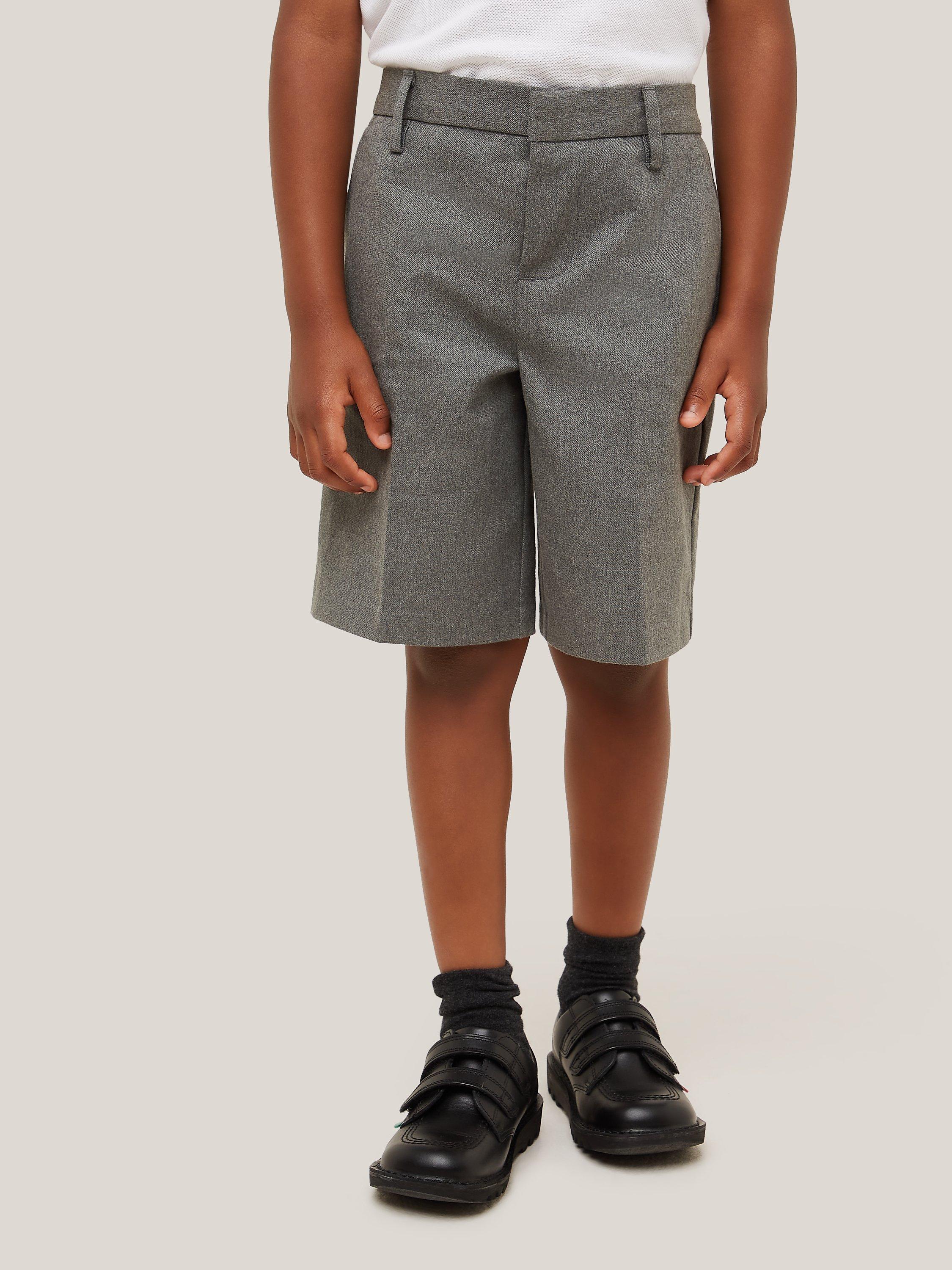 John Lewis Boys' Adjustable Waist Cotton School Shorts, Grey