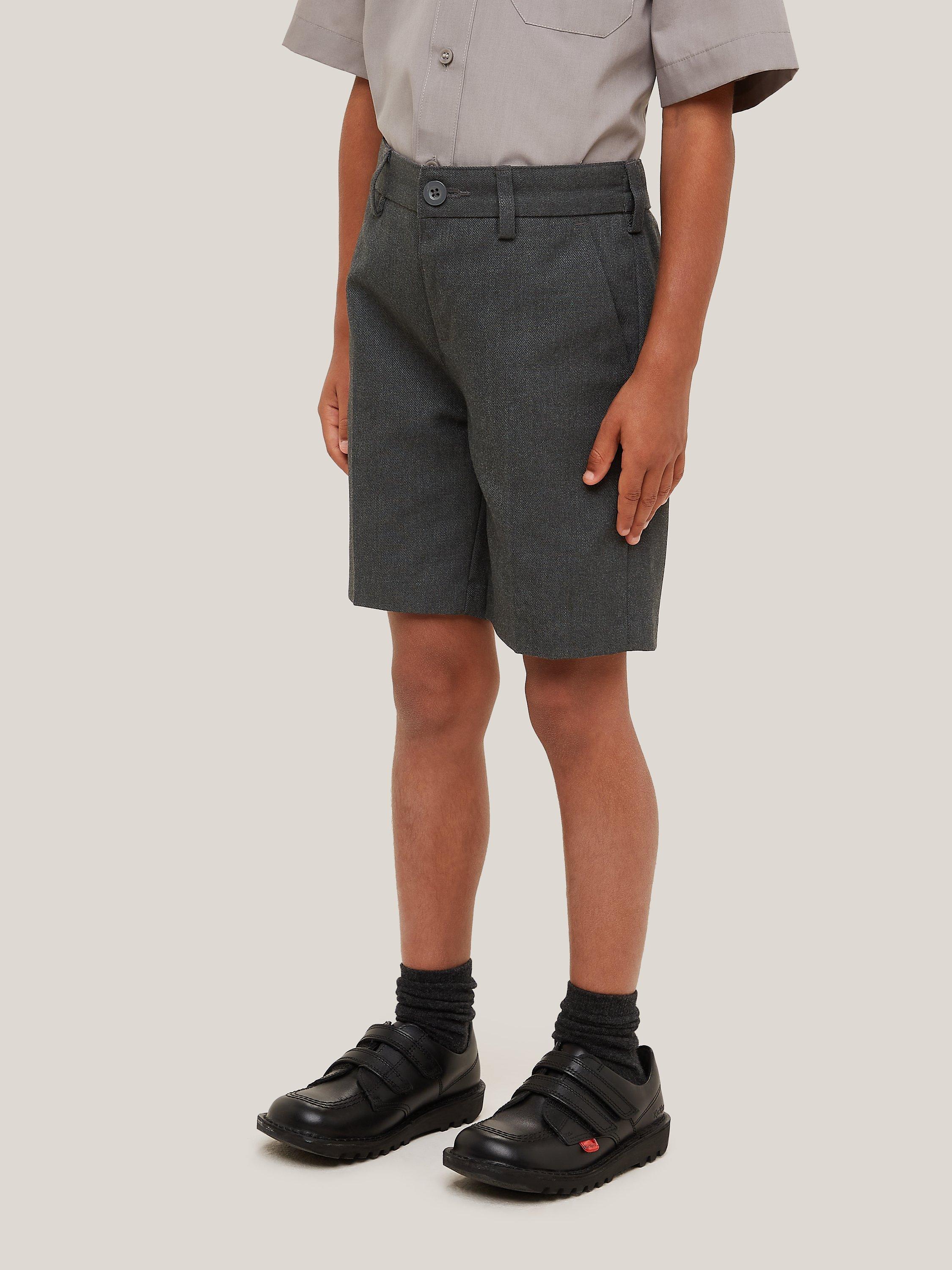 John Lewis Boys' Adjustable Waist Slim Leg School Shorts, Grey
