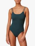 Whistles Double Strap Textured Swimsuit, Dark Green