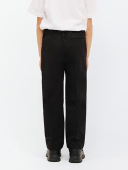 John Lewis Boys' Adjustable Waist Straight Leg Cotton School Trousers - view 2, Black