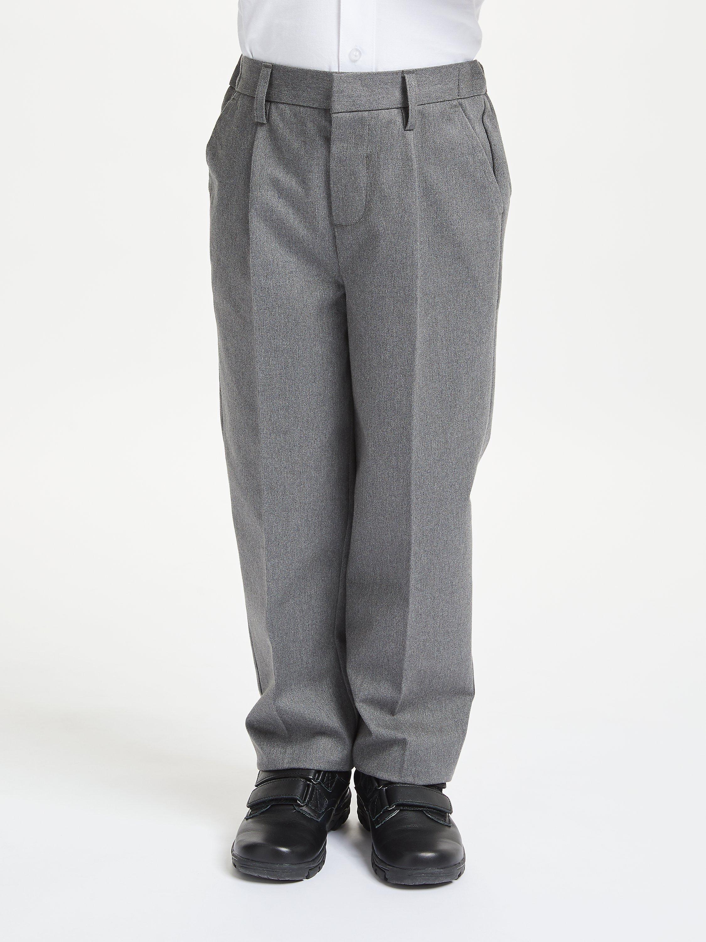Product image 2 of 8, which shows John Lewis Boys' Adjustable Waist Straight Leg Cotton School Trousers, Grey, 18 years