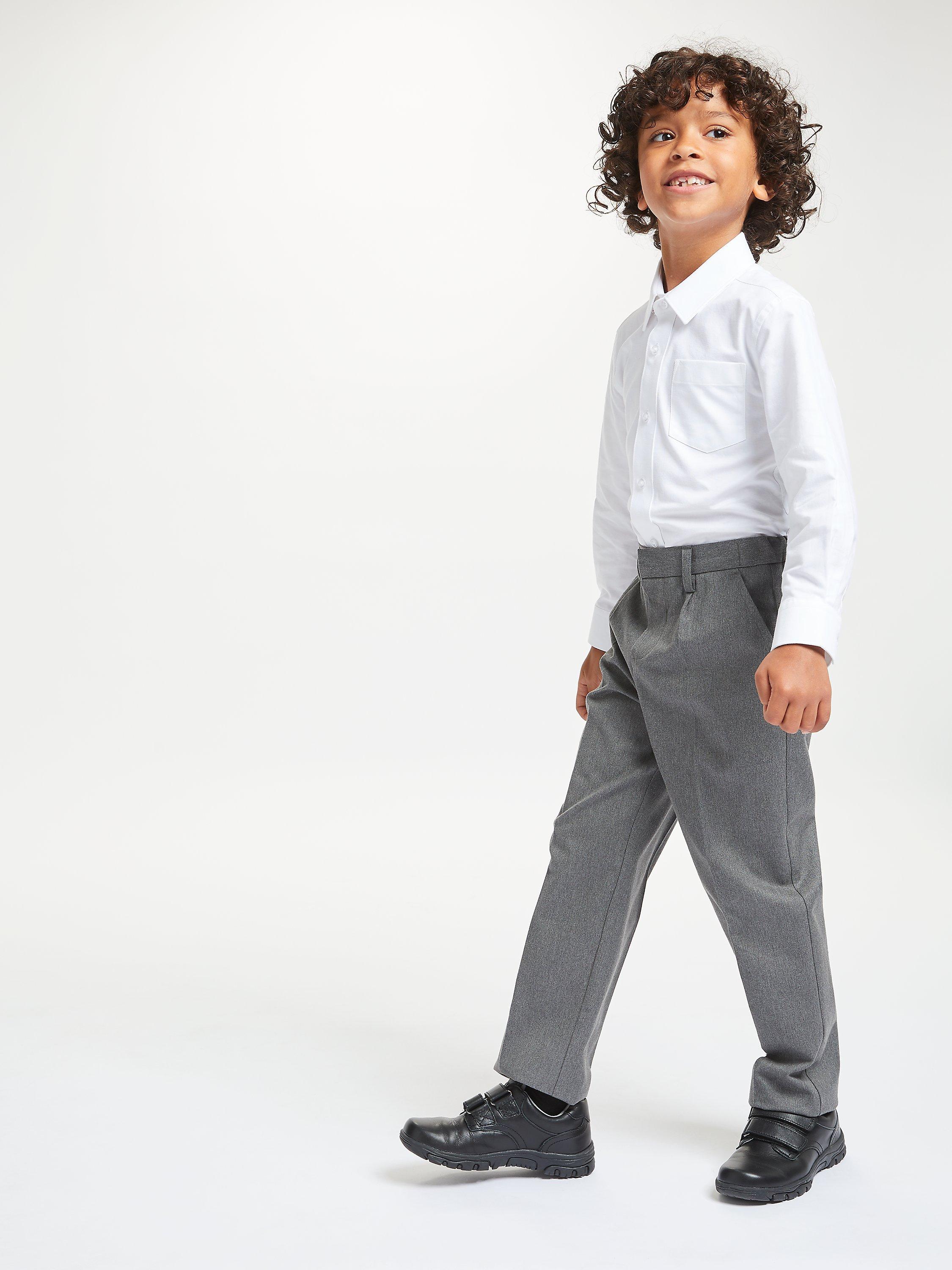 Product image 4 of 8, which shows John Lewis Boys' Adjustable Waist Straight Leg Cotton School Trousers, Grey, 18 years