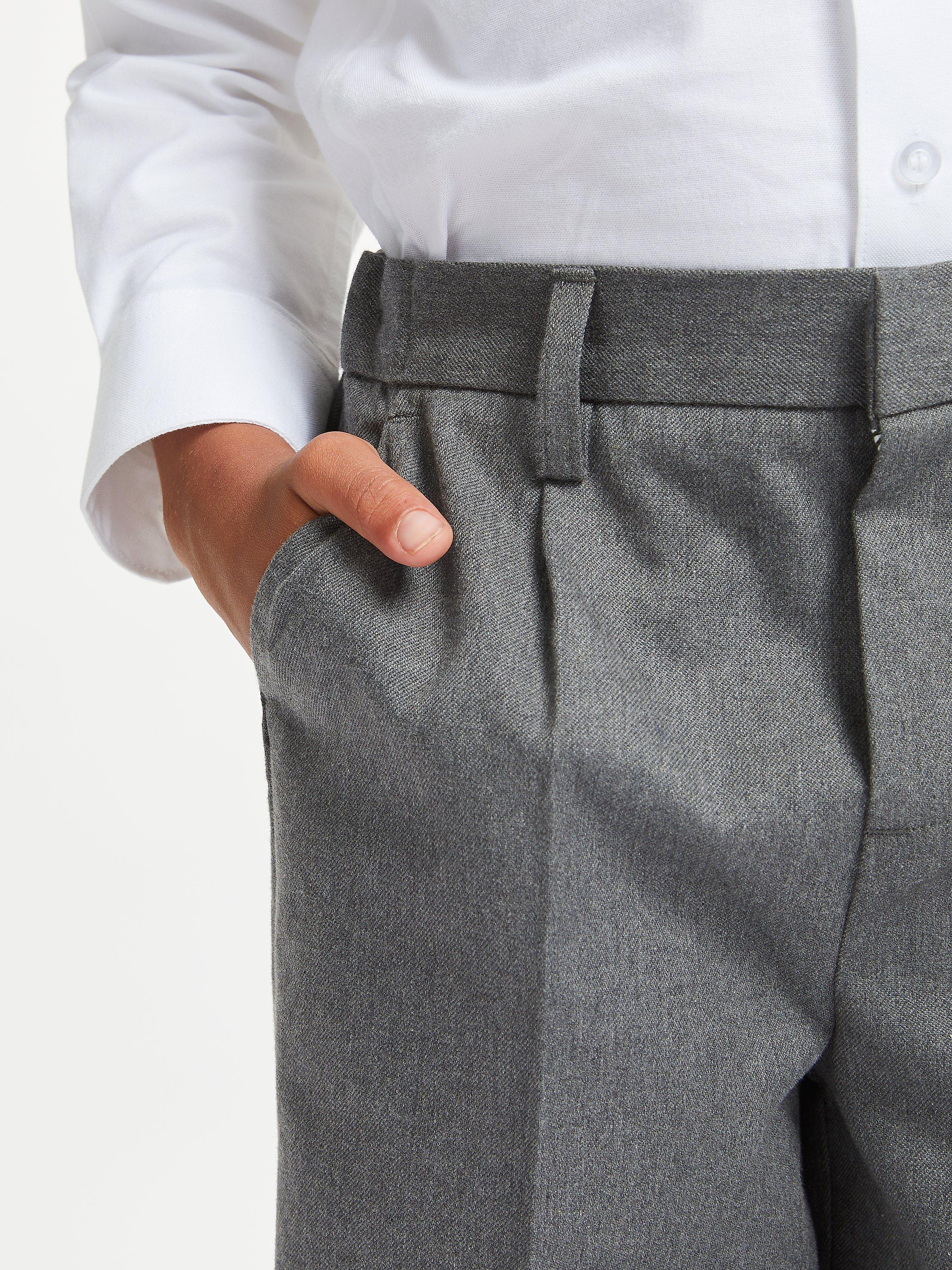 Product image 5 of 8, which shows John Lewis Boys' Adjustable Waist Straight Leg Cotton School Trousers, Grey, 18 years