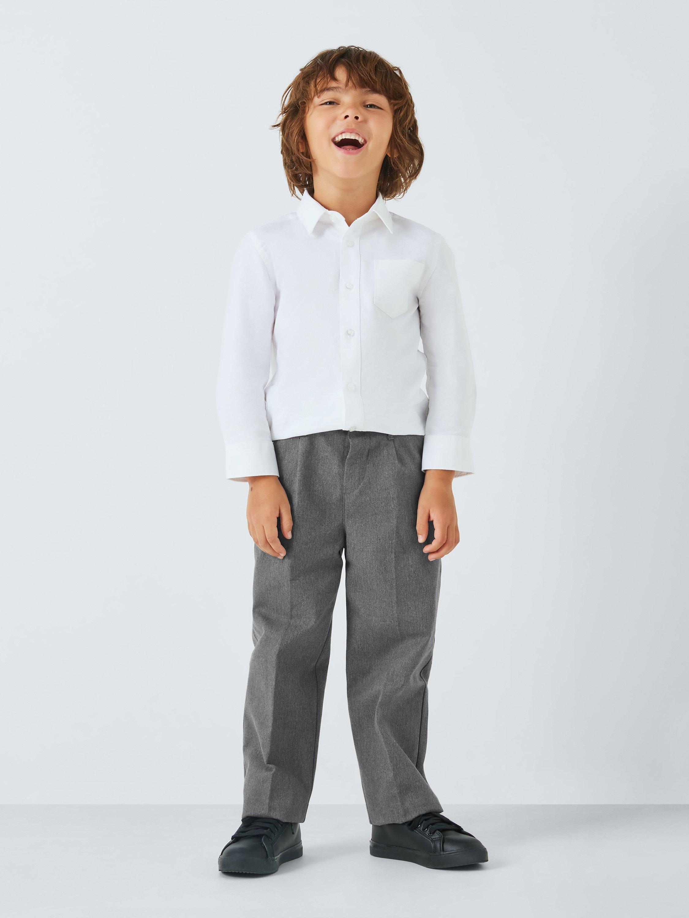 Product image 8 of 8, which shows John Lewis Boys' Adjustable Waist Straight Leg Cotton School Trousers, Grey, 18 years