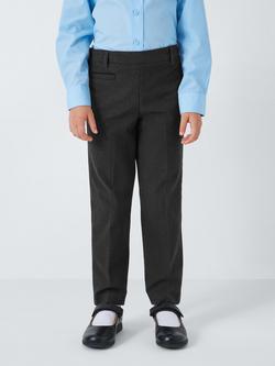John Lewis Girls' Adjustable Waist Pull On School Trousers, Grey, Grey