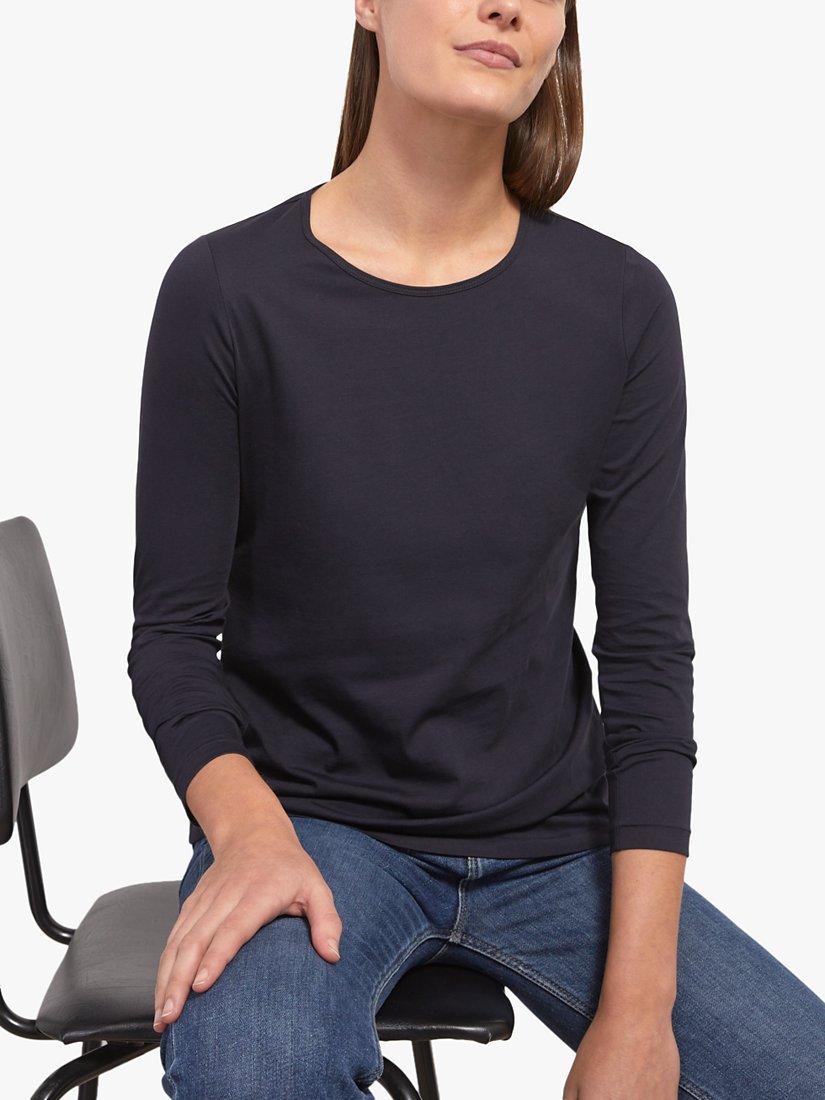 Jigsaw Supima Cotton Long Sleeve T-Shirt, Navy
