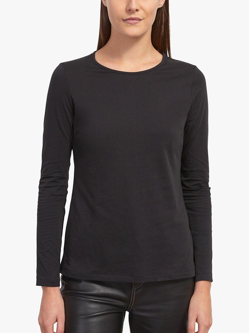Jigsaw Supima Cotton Long Sleeve T-Shirt, Black