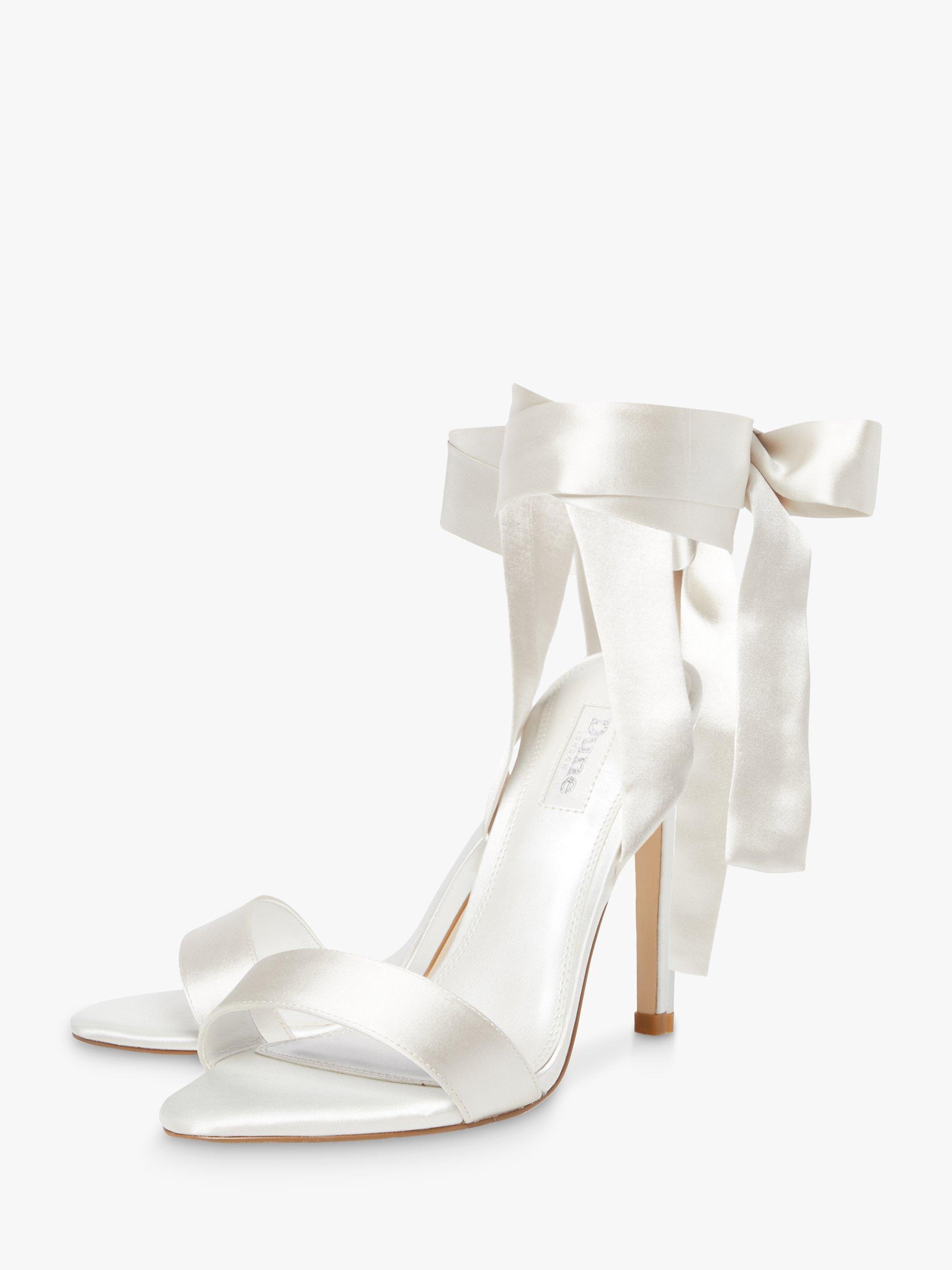 Product image 4 of 5, which shows Dune Bridal Collection Mirelle Satin Ribbon Tie Sandals, Ivory, 3