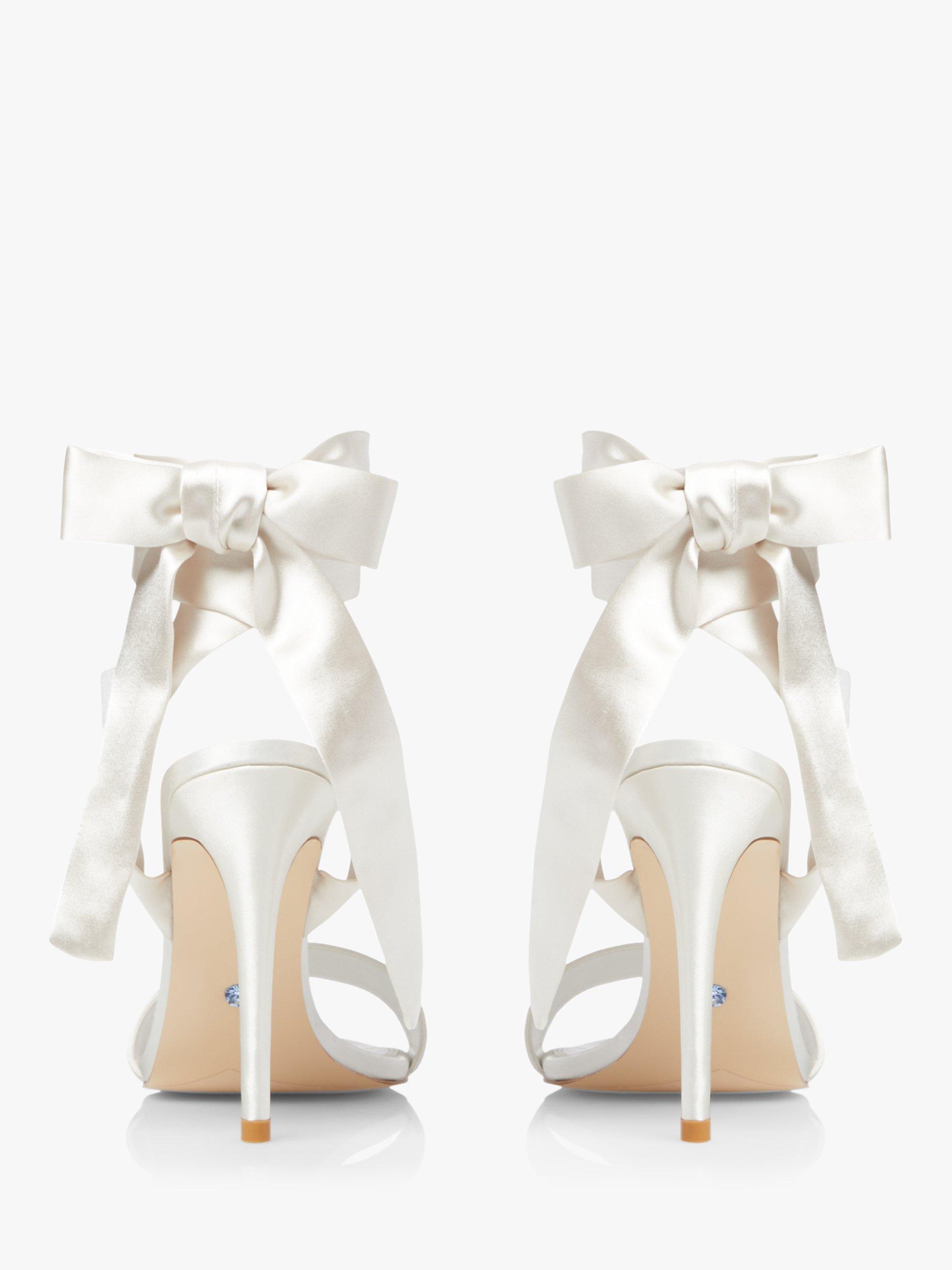 Dune Bridal Collection Mirelle Satin Ribbon Tie Sandals, Ivory, 3