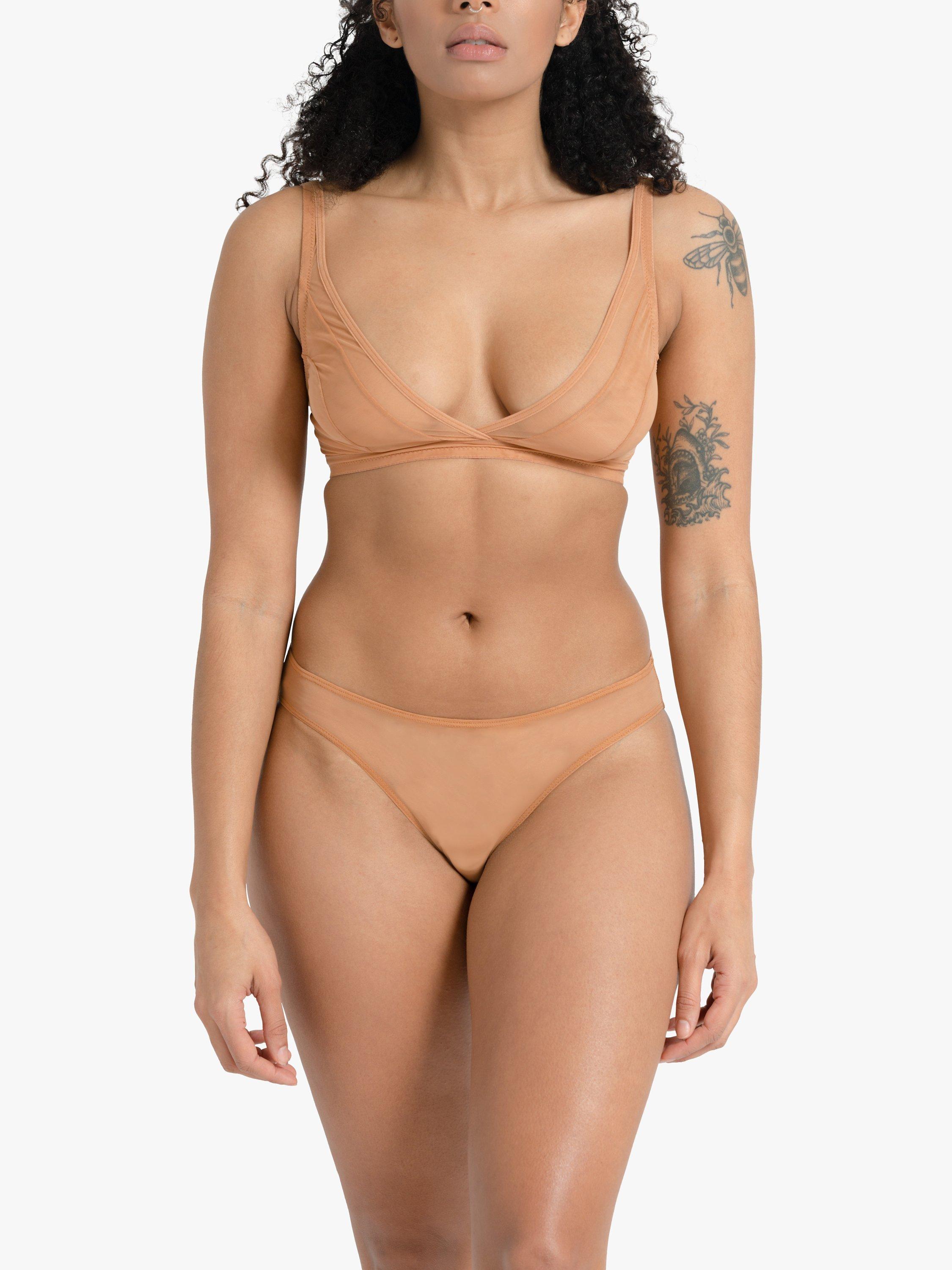 Nubian Skin Mesh Wireless Bra, Cafe au Lait, 32D/DD