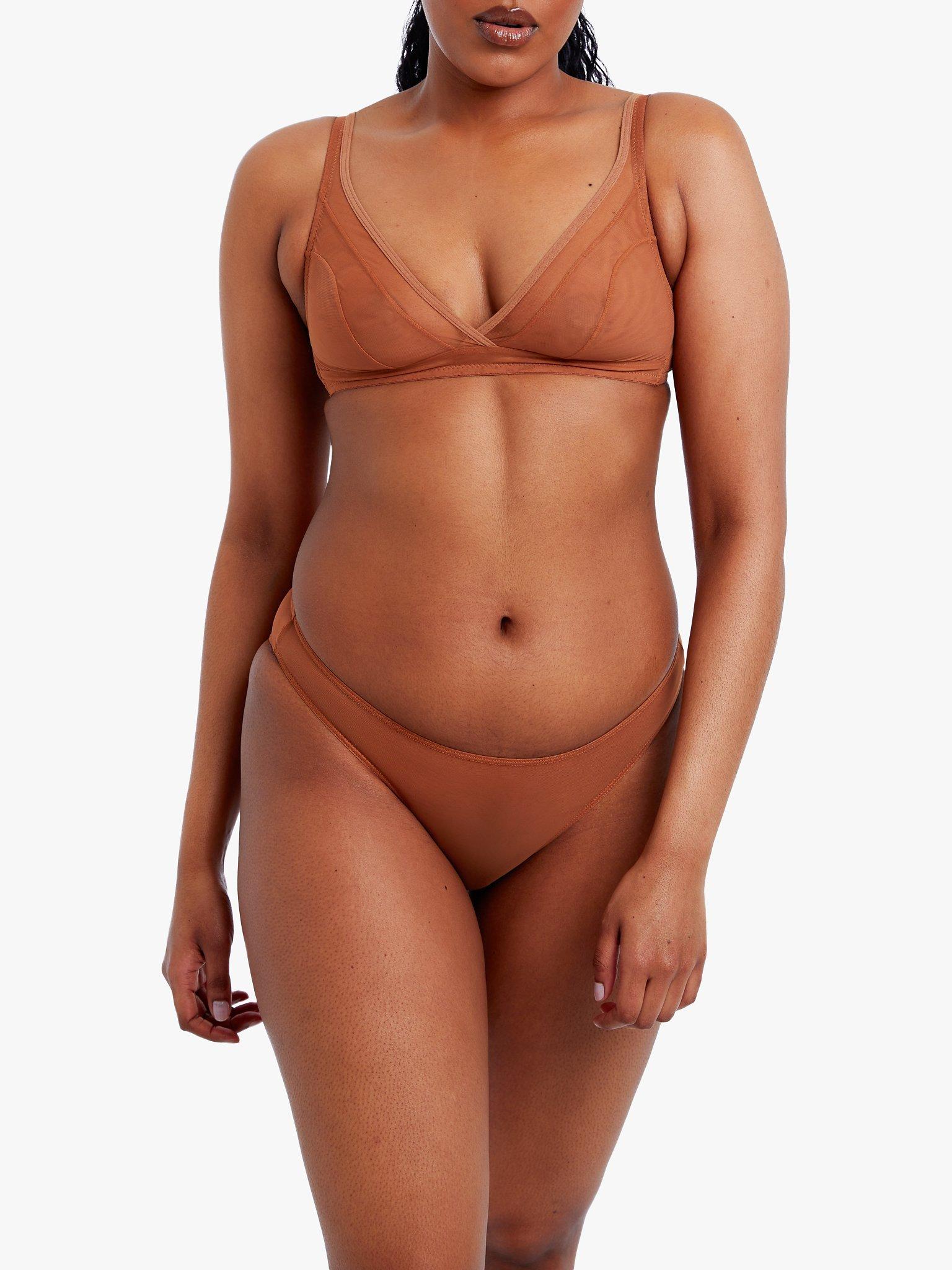Nubian Skin Mesh Wireless Bra, Caramel, 38E/F