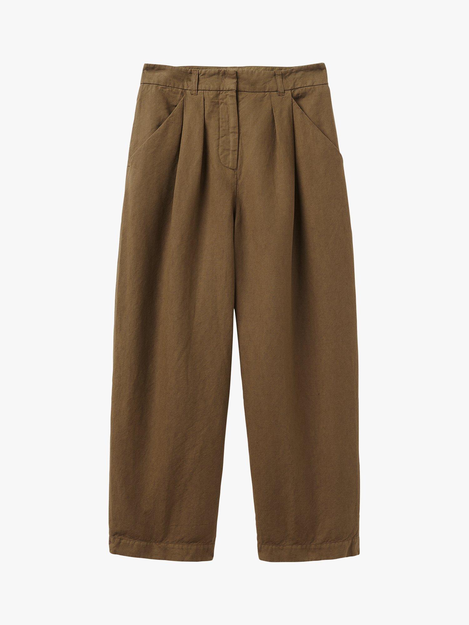 Toast Cotton Linen Wide Leg Trousers, Moss